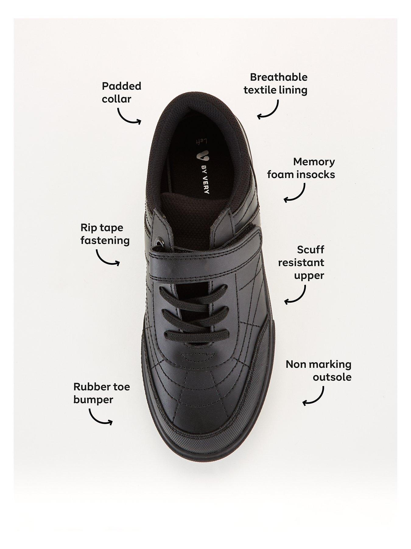 Image 4 of 6 of The Very Collection Boys Leather Elastic Lace Rip-Tape Trainer School Shoe - Black