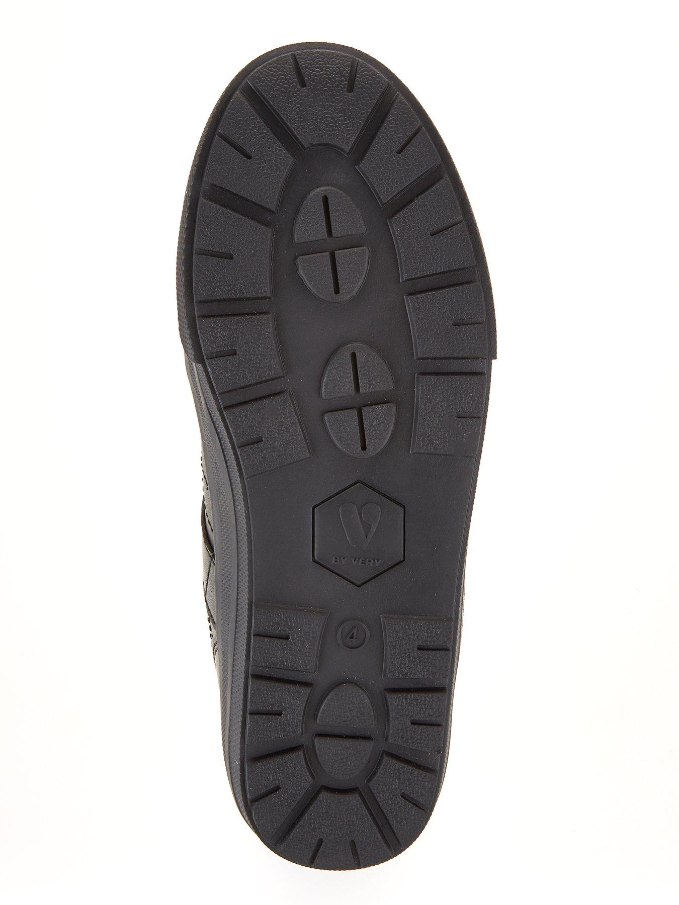 Image 5 of 6 of The Very Collection Boys Leather Elastic Lace Rip-Tape Trainer School Shoe - Black