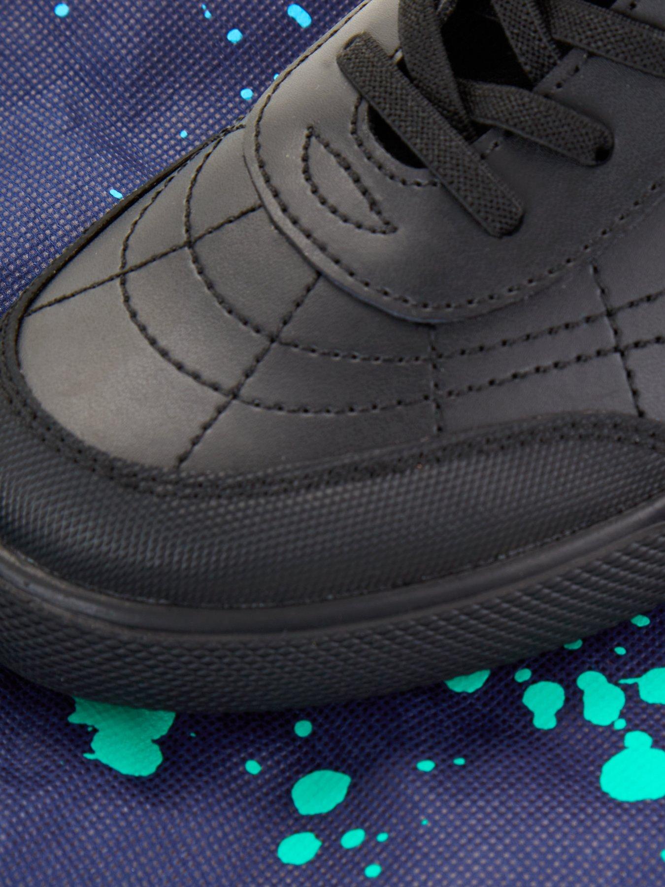 Image 6 of 6 of The Very Collection Boys Leather Elastic Lace Rip-Tape Trainer School Shoe - Black