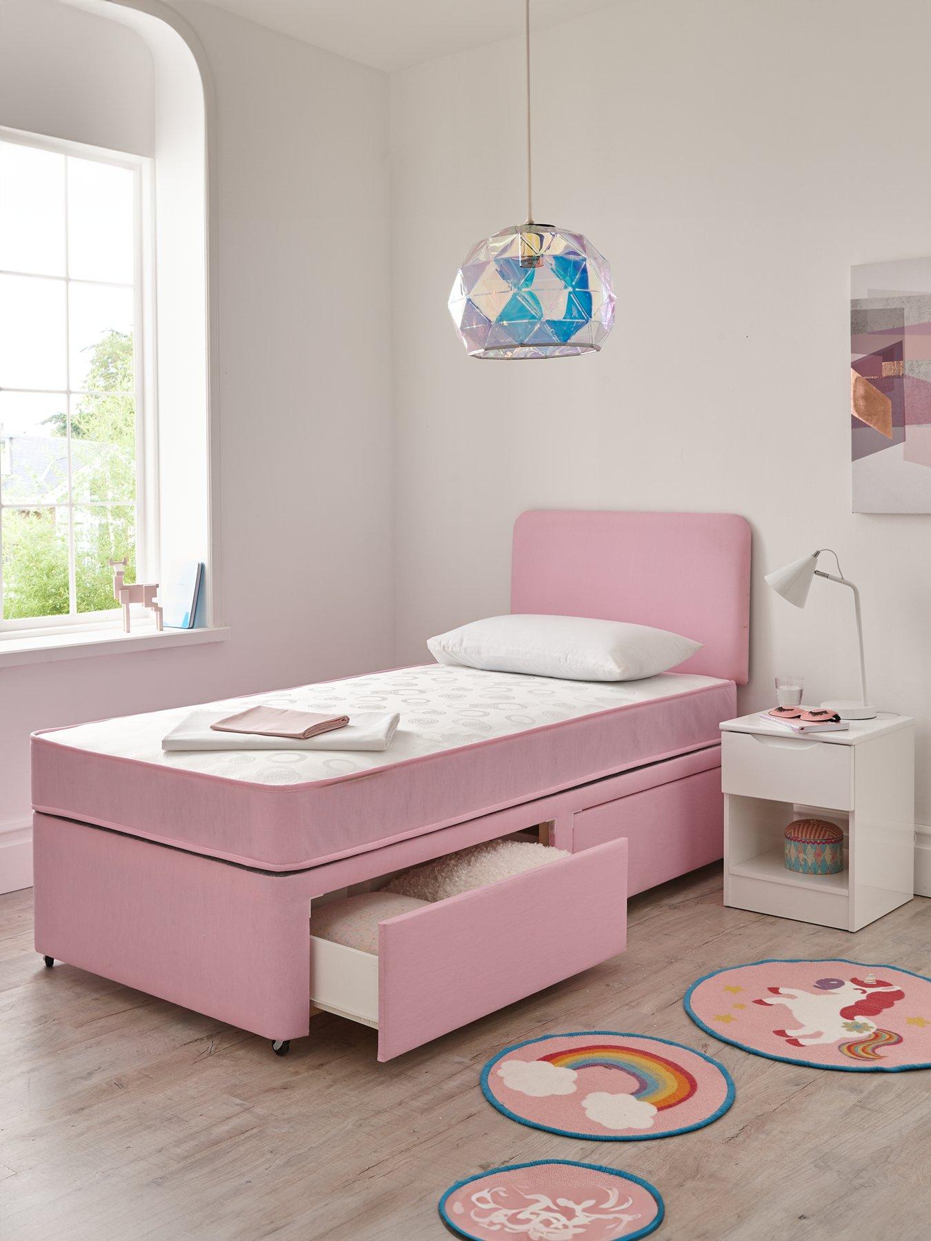Airsprung Megan Kids Storage Divan with Mattress and Headboard - Pink