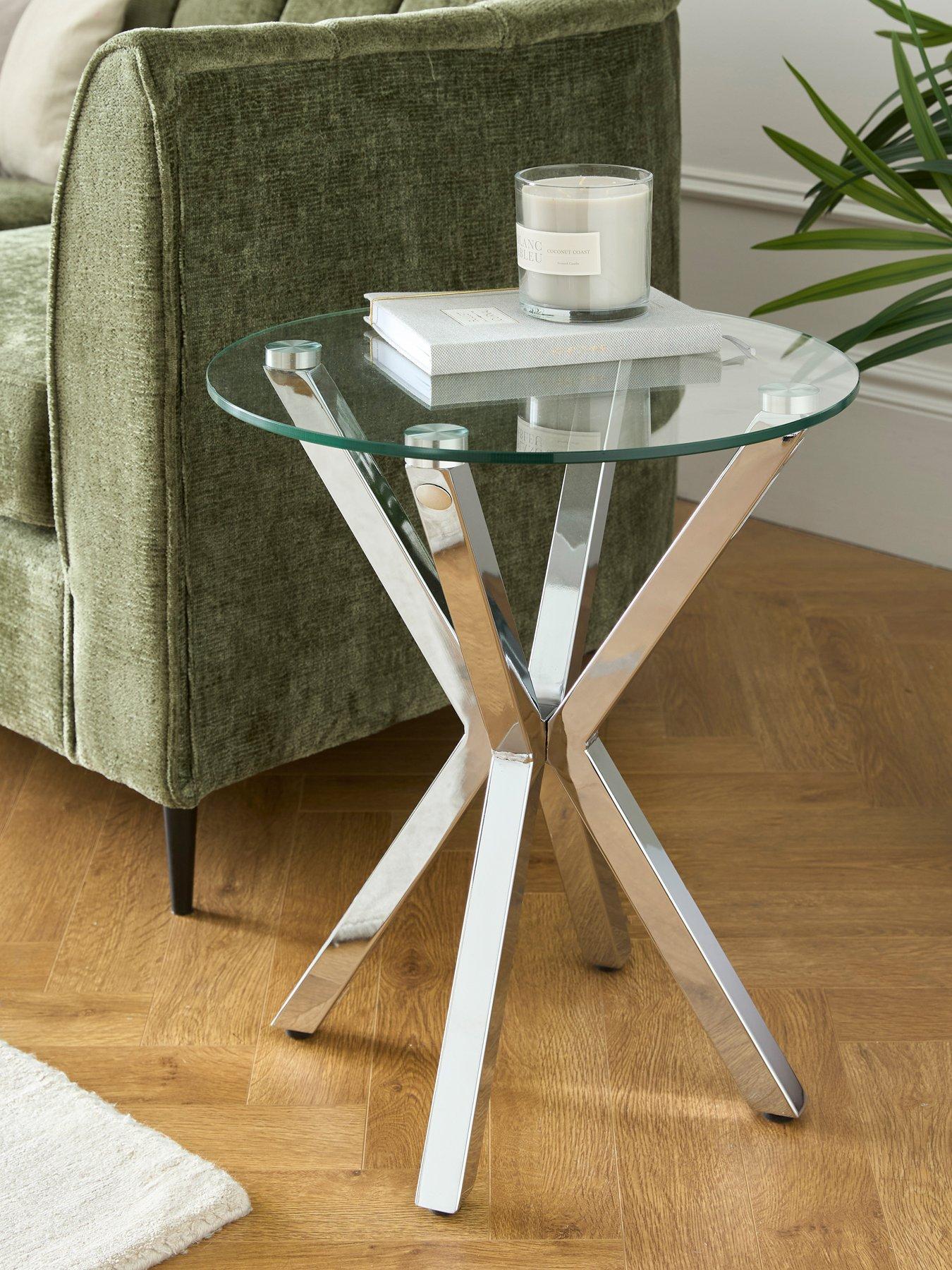 Very Home Chopstick Glass and Chrome Lamp Table