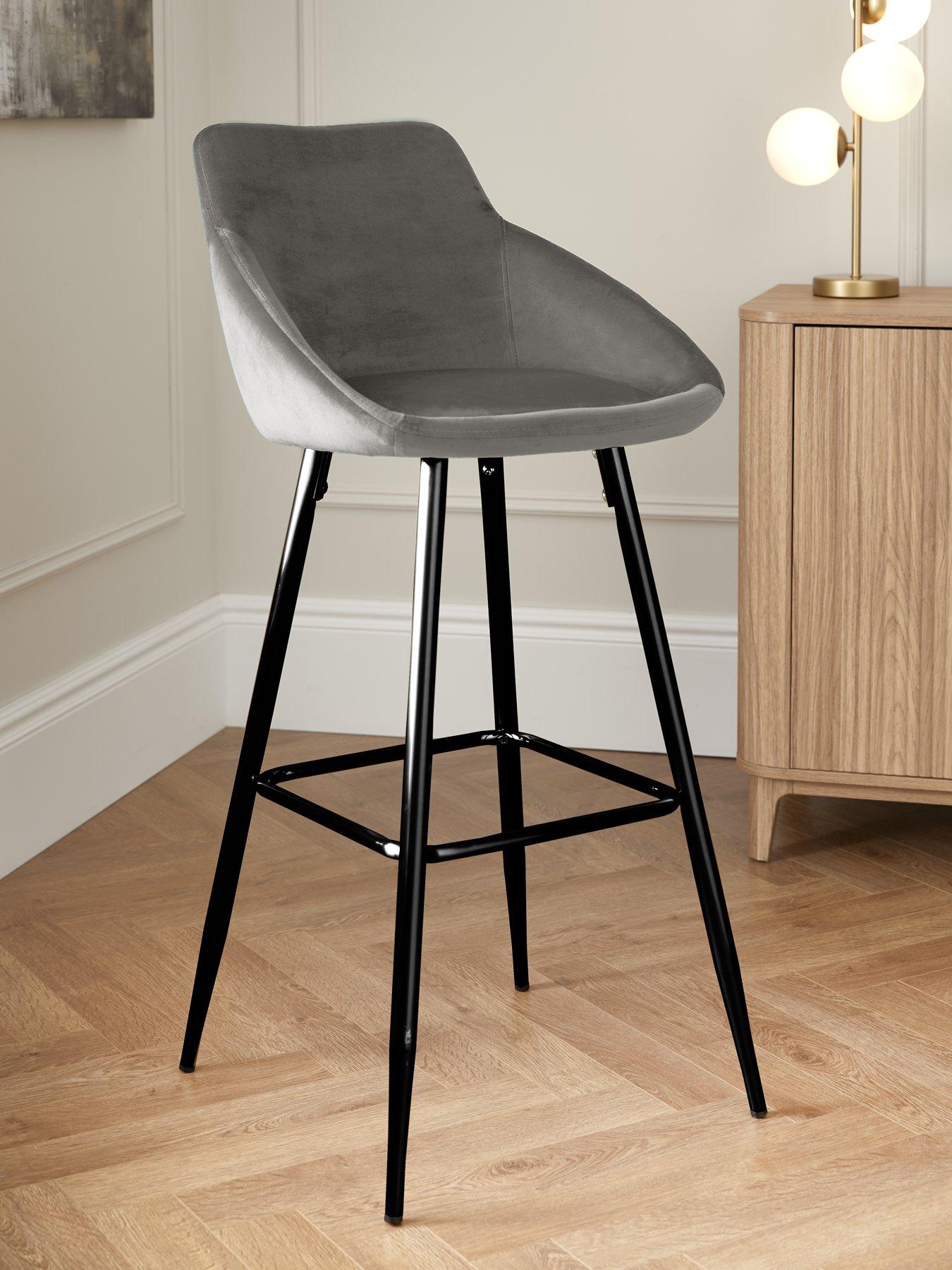 Image 1 of 5 of Very Home Dahlia Fabric Bar Stool - Grey/Black&nbsp;- FSC&reg; Certified