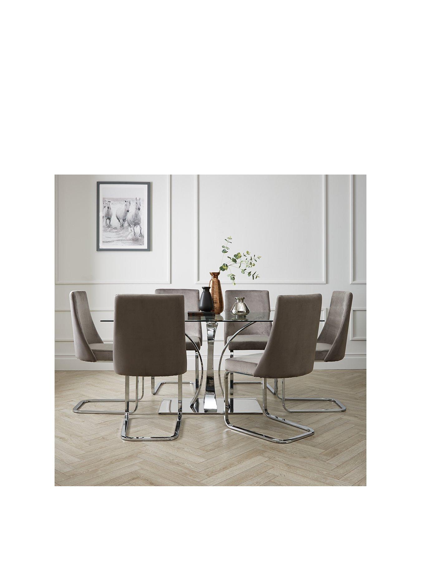 Grey and chrome dining deals table and chairs