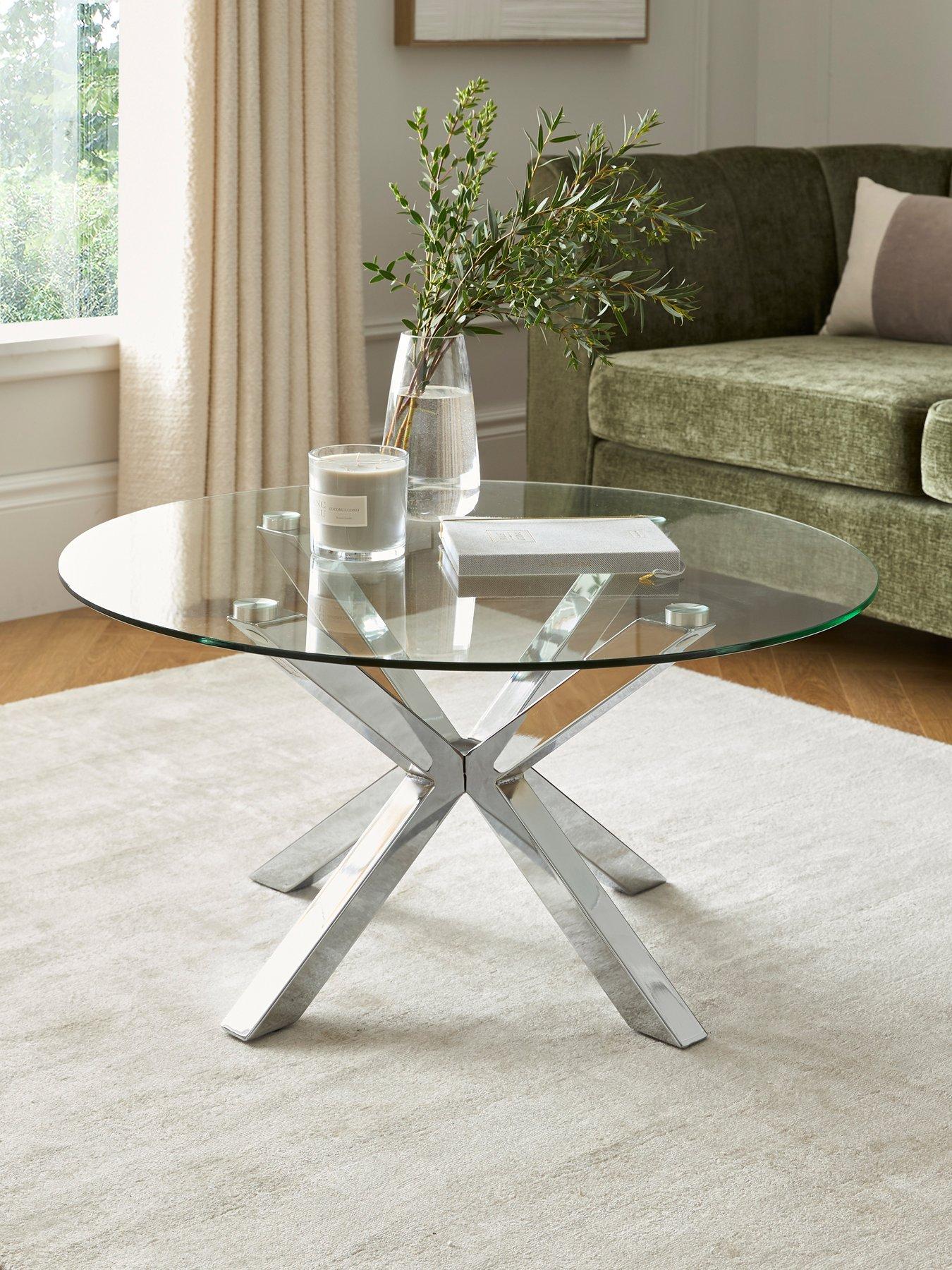 The Very Collection Chopstick Glass and Chrome Coffee Table