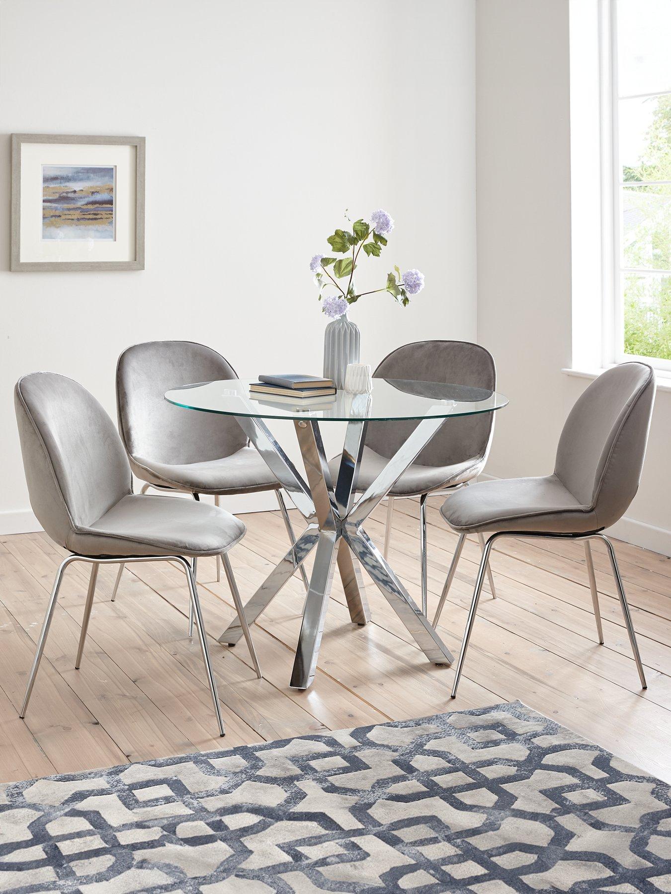 Glass dining deals sets 4 chairs