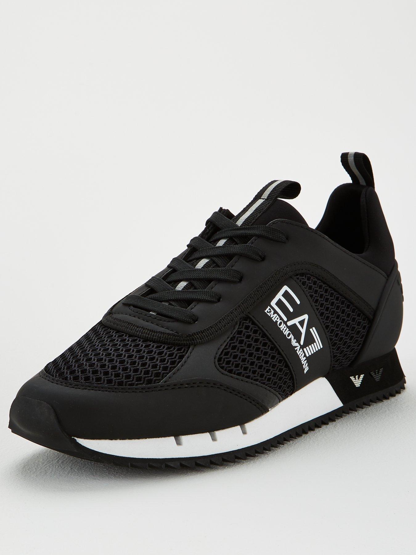 EA7 Emporio Armani Black  &  White Laces Trainers - Black/White