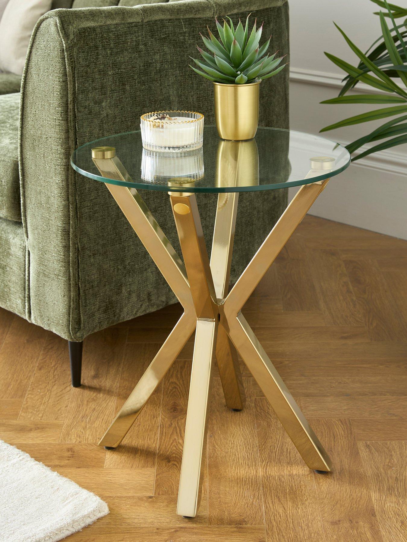 Image 1 of 5 of The Very Collection Chopstick Glass and Brass Lamp Table