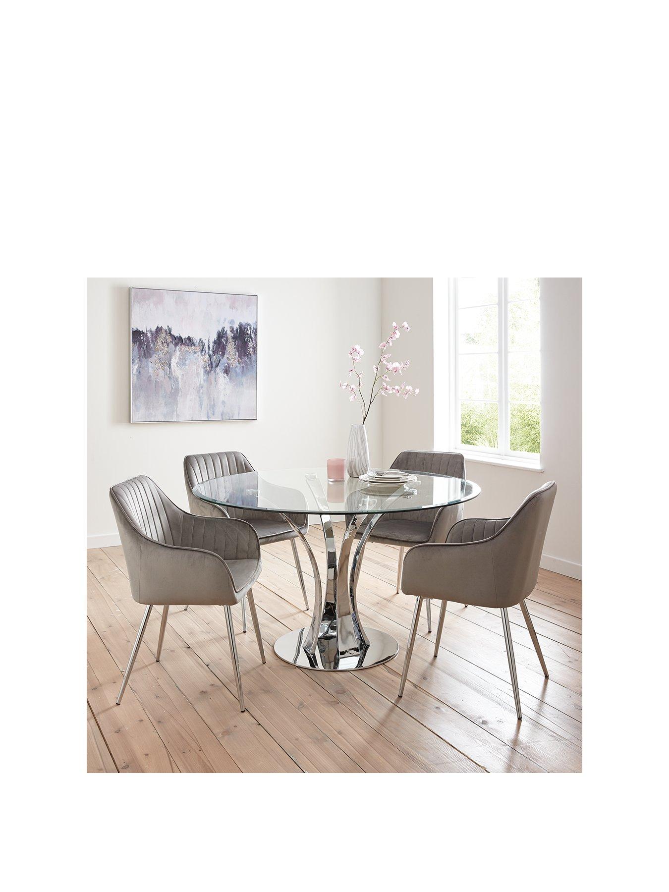 Very Home Alice Glass Top Dining Table 4 Alisha Chairs Chrome