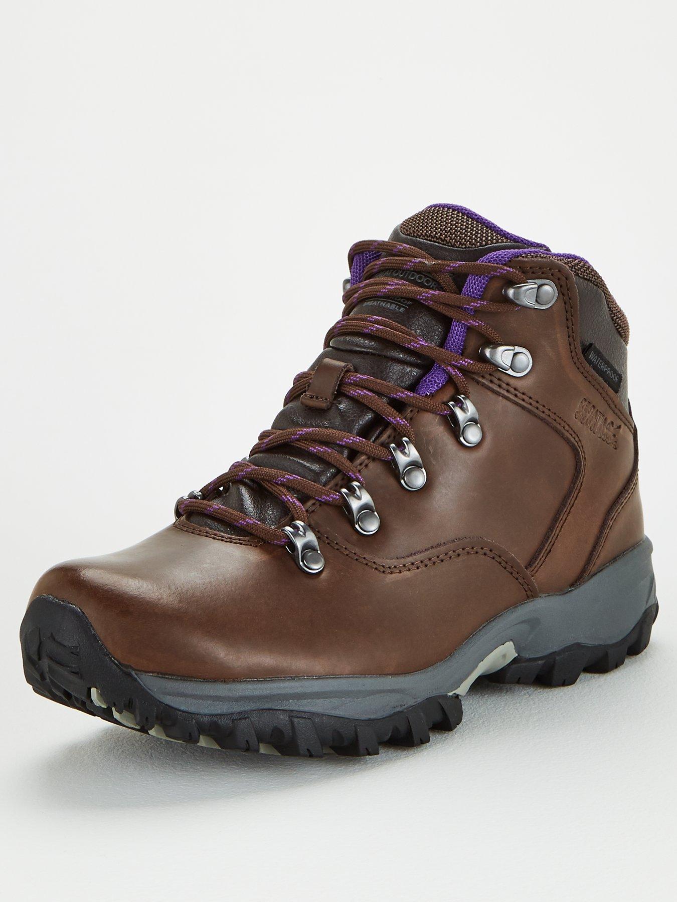 Womens brown discount leather walking boots