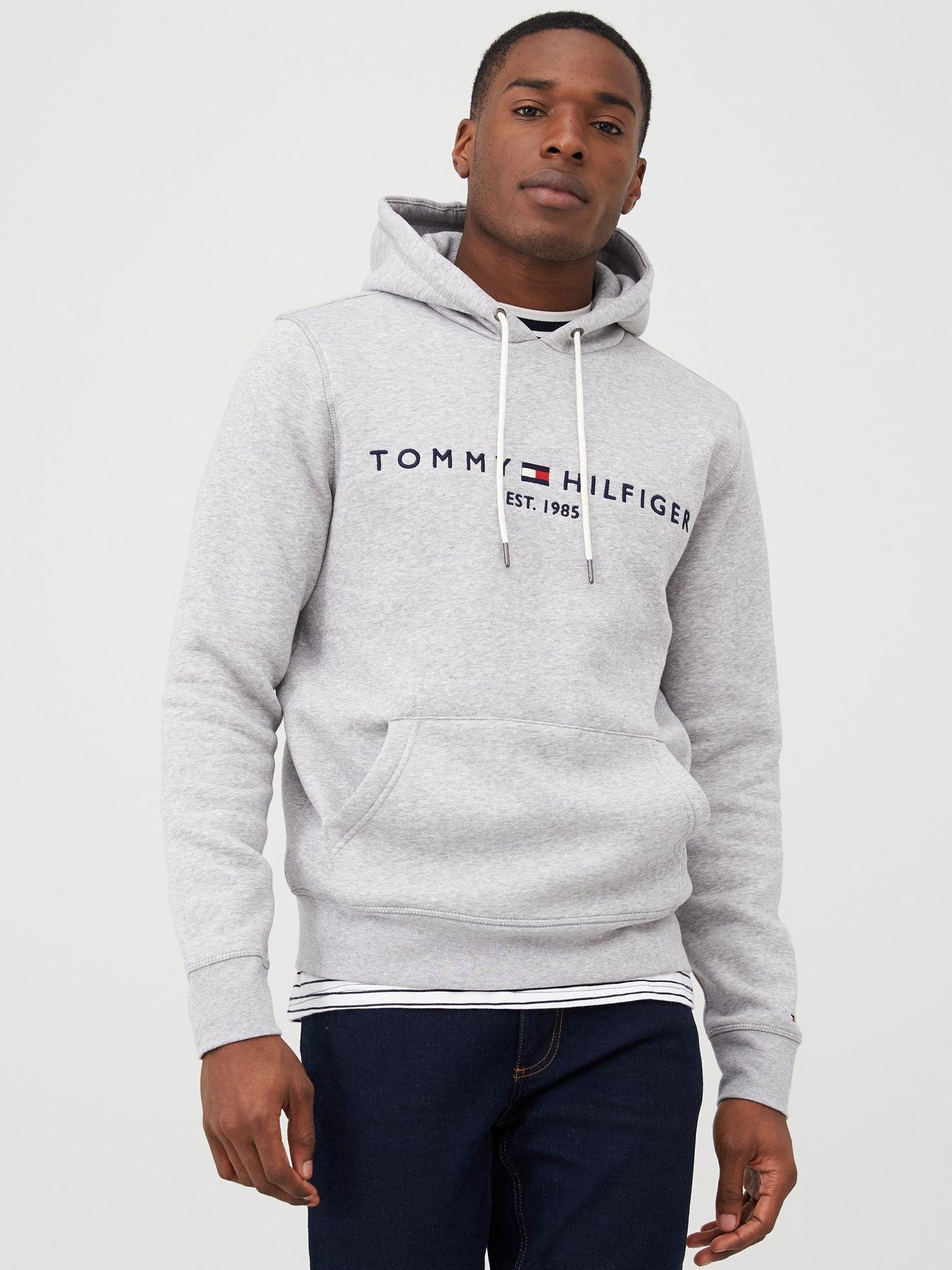 undefined Tommy Hilfiger Core Logo Overhead Hoodie - Light Grey