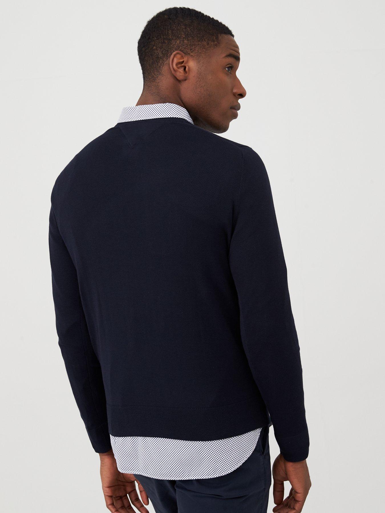 Image 2 of 4 of Tommy Hilfiger Tommy Hilfiger Core Cotton Silk Crew Jumper - Navy