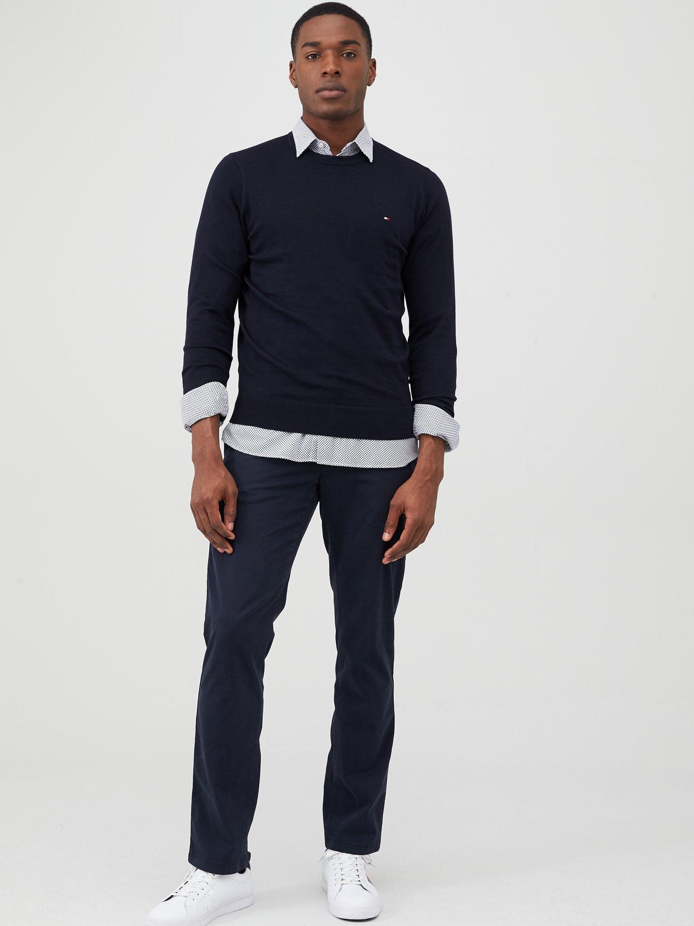 Image 3 of 4 of Tommy Hilfiger Tommy Hilfiger Core Cotton Silk Crew Jumper - Navy
