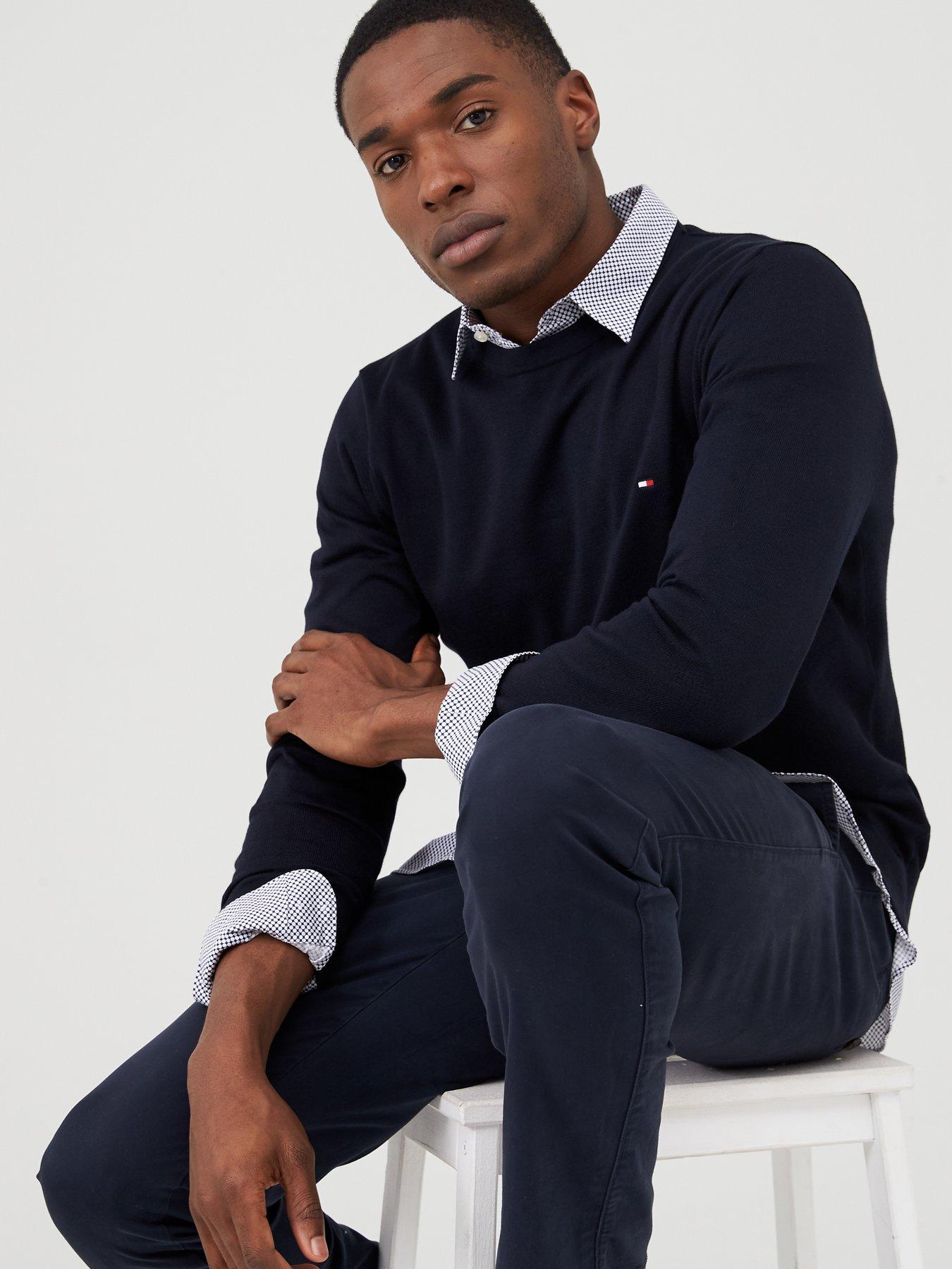 Image 4 of 4 of Tommy Hilfiger Tommy Hilfiger Core Cotton Silk Crew Jumper - Navy