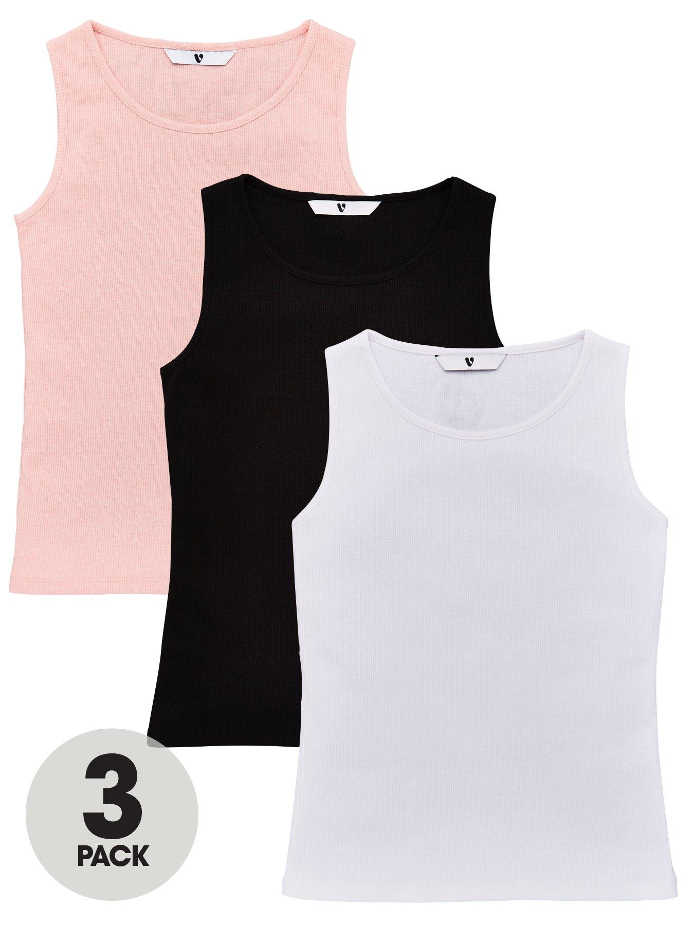 COTTON RIB TANK 3-PACK | RED BABY PINK MULTI