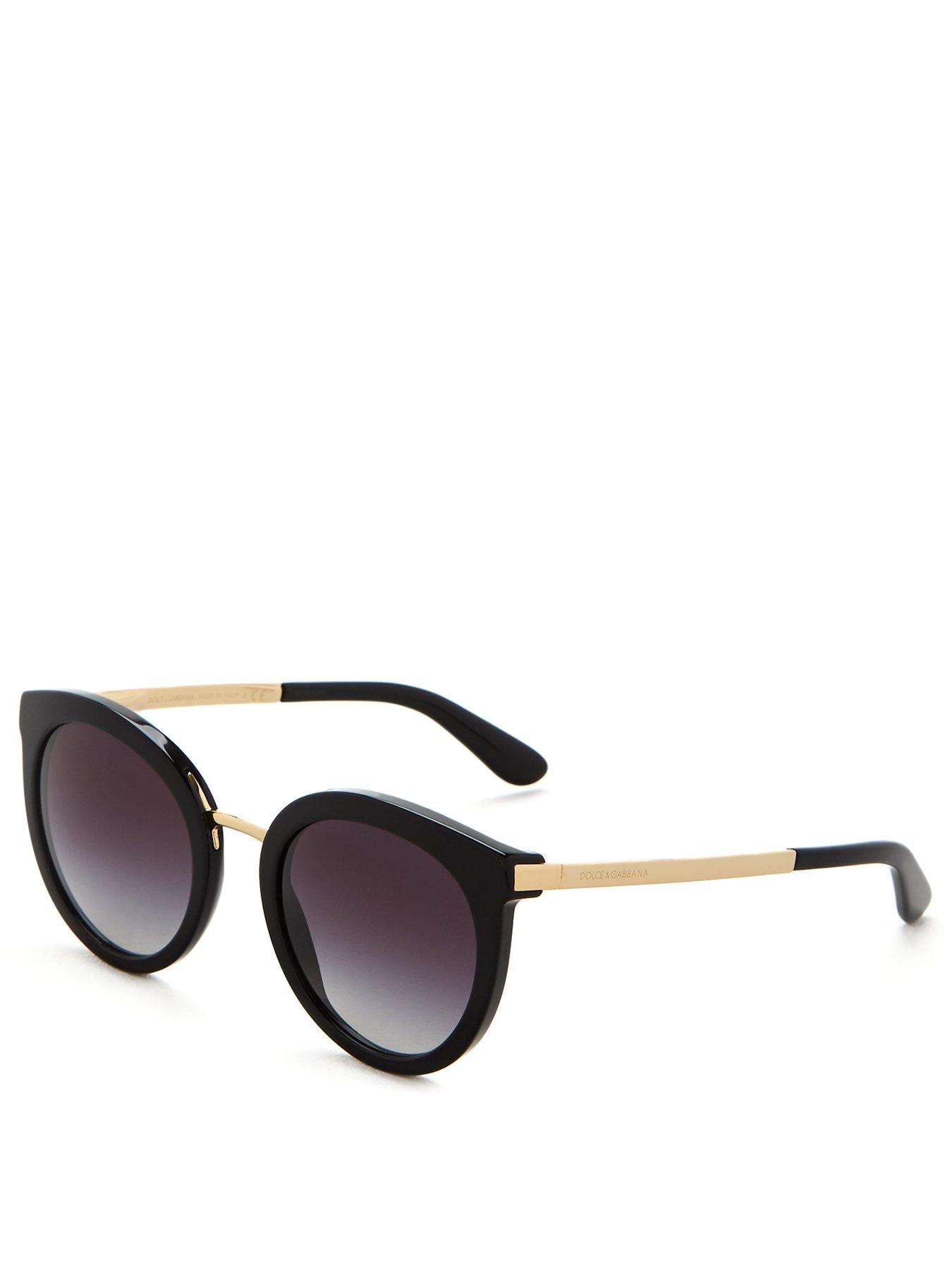 Image 1 of 4 of Dolce & Gabbana Round Sunglasses - Black