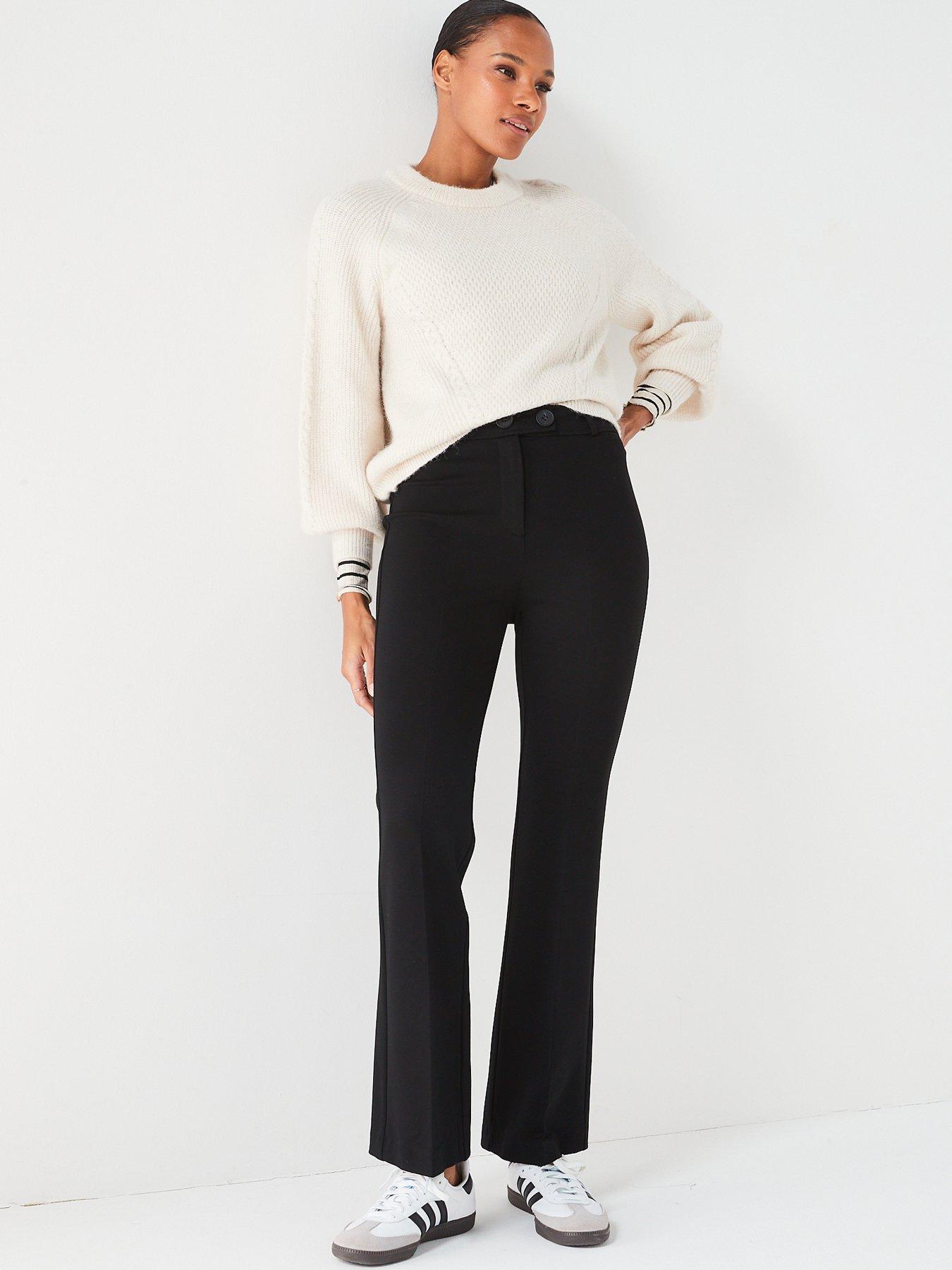 V by Very Ponte Bootcut Trousers - Black