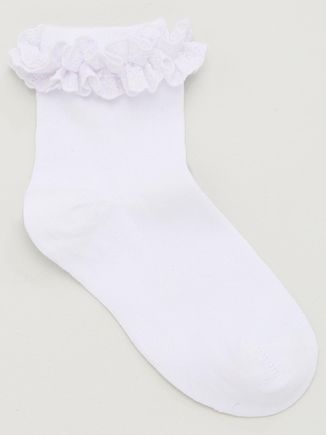 Image 2 of 3 of Everyday Girls 5 Pack Multi Occasion Ruffle Frill Socks - White