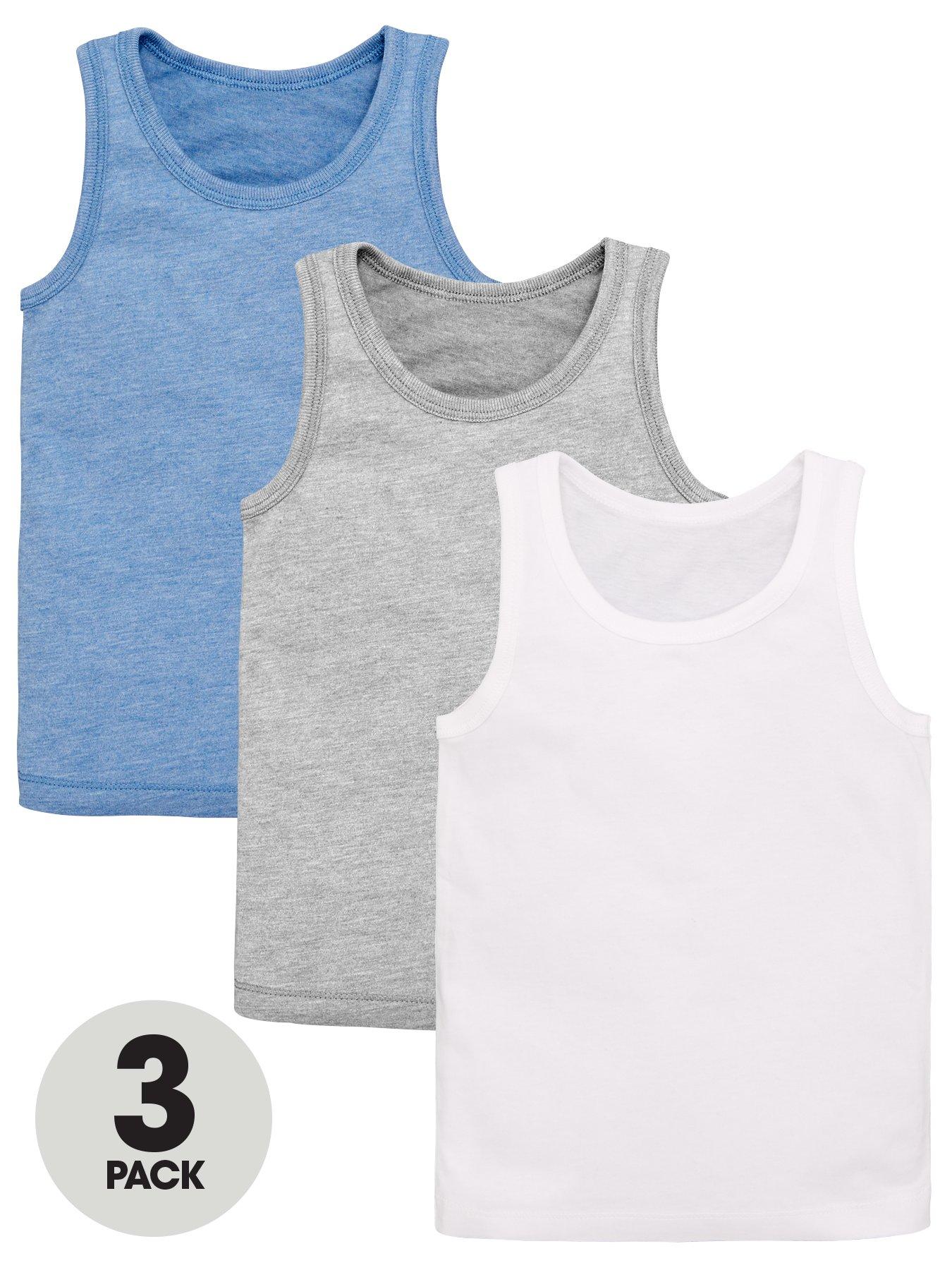 Image 1 of 4 of The Very Collection Boys 3 Pack Vests - Blue/Grey/White