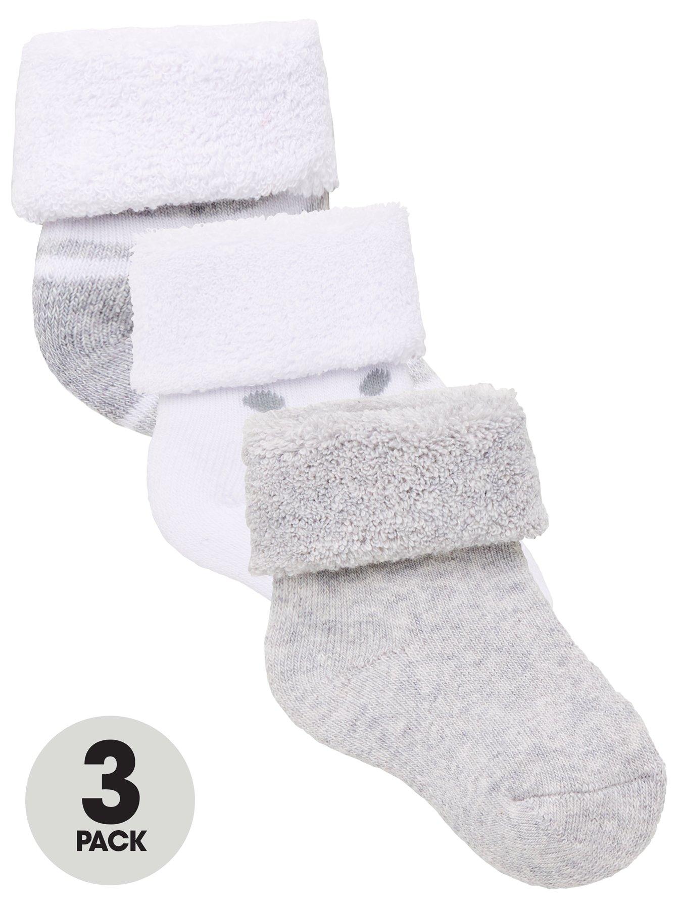 Image 1 of 3 of Everyday Baby Unisex 3 Pack Little Spot, Stripe and Plain Terry Socks - Grey