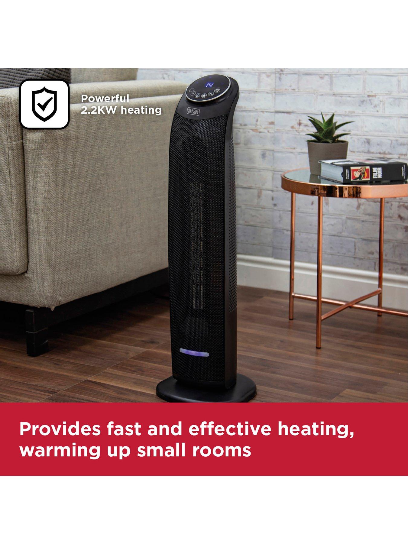 Image 3 of 6 of Black & Decker Ceramic Tower Fan Heater with 8 Hour Timer and 60&deg; Oscillation, 2.2kW, Black, BXSH44005GB