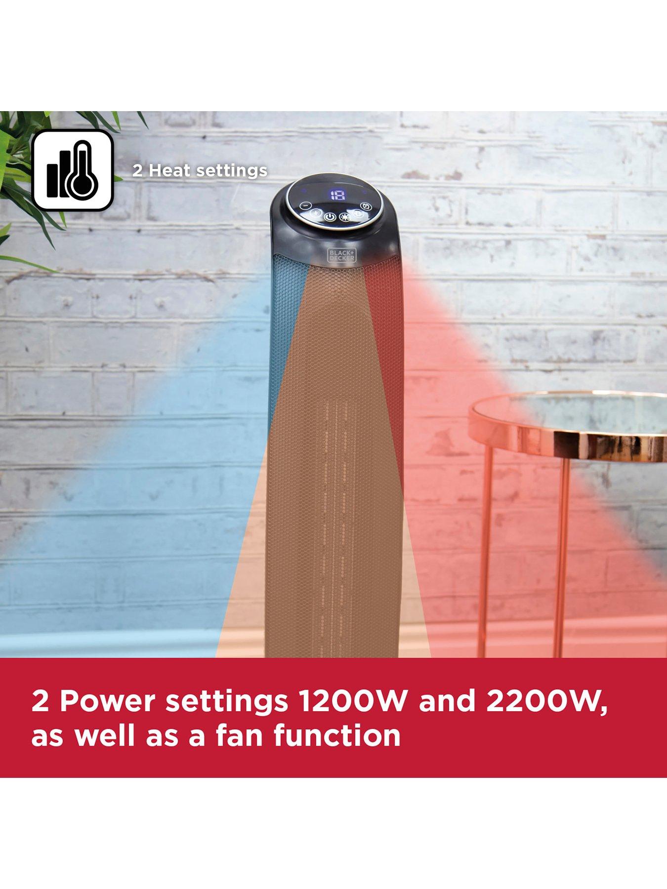 Image 4 of 6 of Black & Decker Ceramic Tower Fan Heater with 8 Hour Timer and 60&deg; Oscillation, 2.2kW, Black, BXSH44005GB