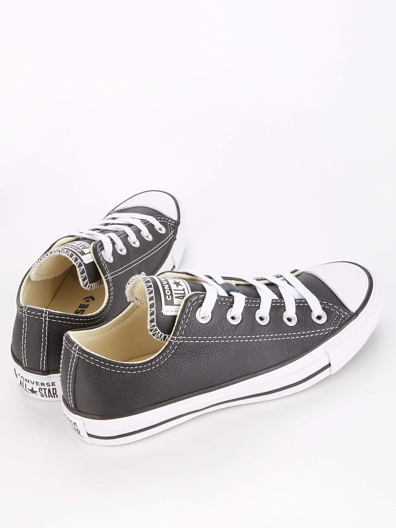 converse-unisex-leather-ox-trainers-blackstillFront