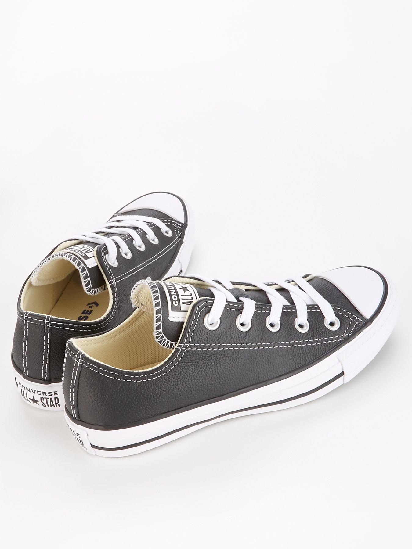 Converse black all star ox hot sale leather trainers