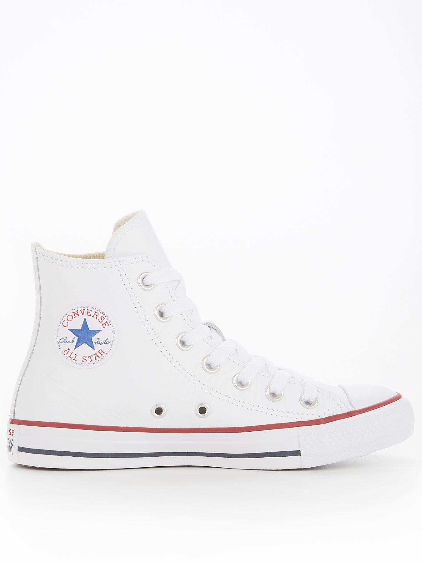 Image 1 of 7 of Converse Leather Hi Top Trainers - White