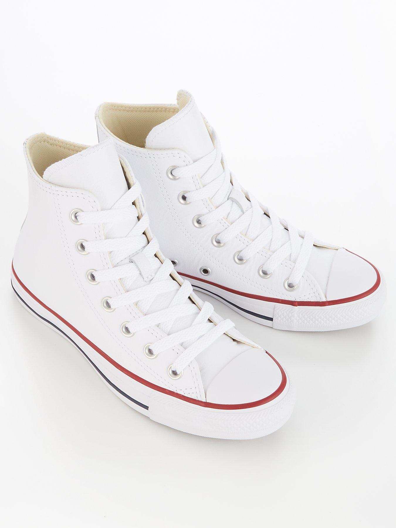 Image 3 of 7 of Converse Leather Hi Top Trainers - White