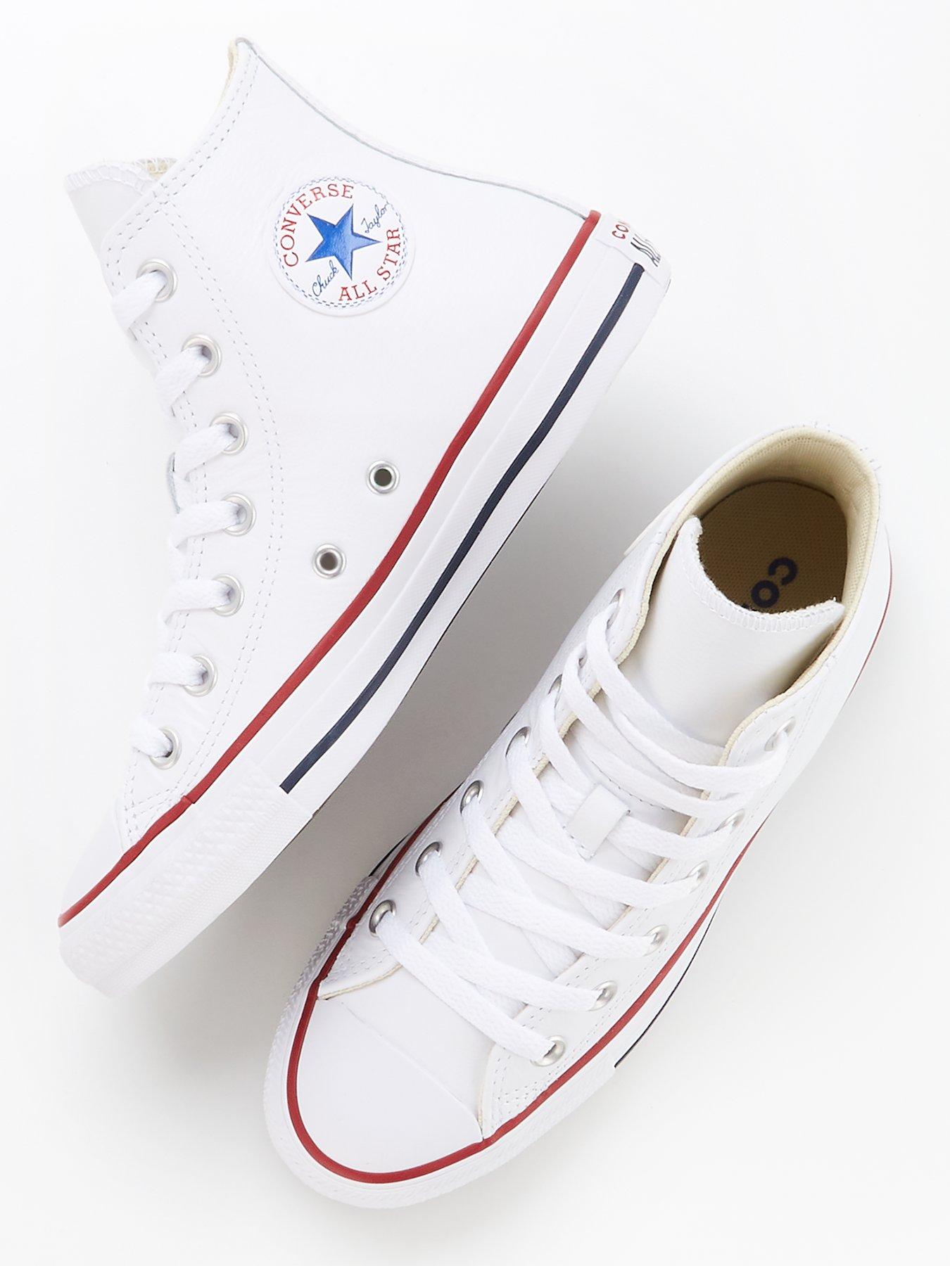 Image 4 of 7 of Converse Leather Hi Top Trainers - White