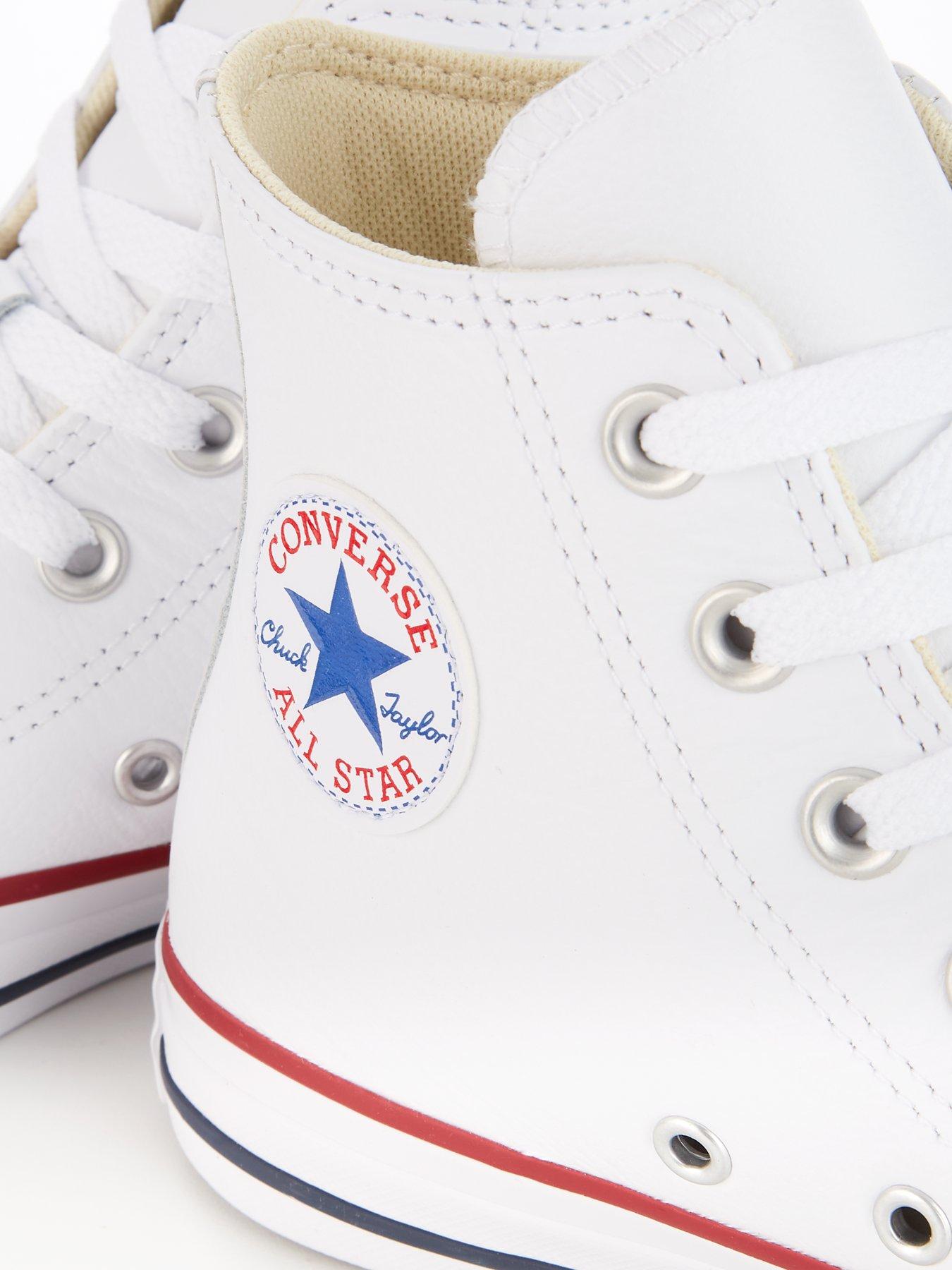 Image 6 of 7 of Converse Leather Hi Top Trainers - White