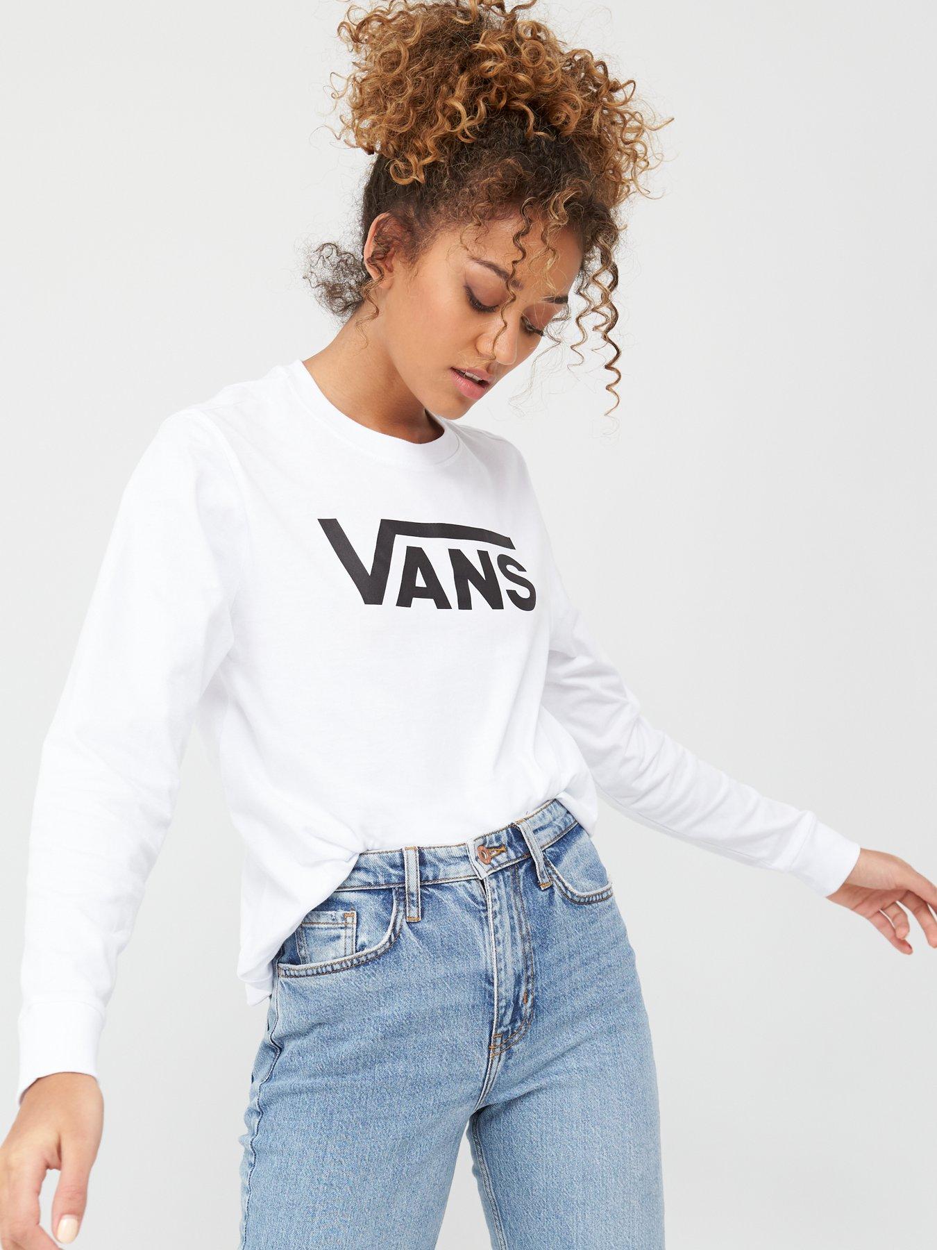 Long sleeve white store vans shirt