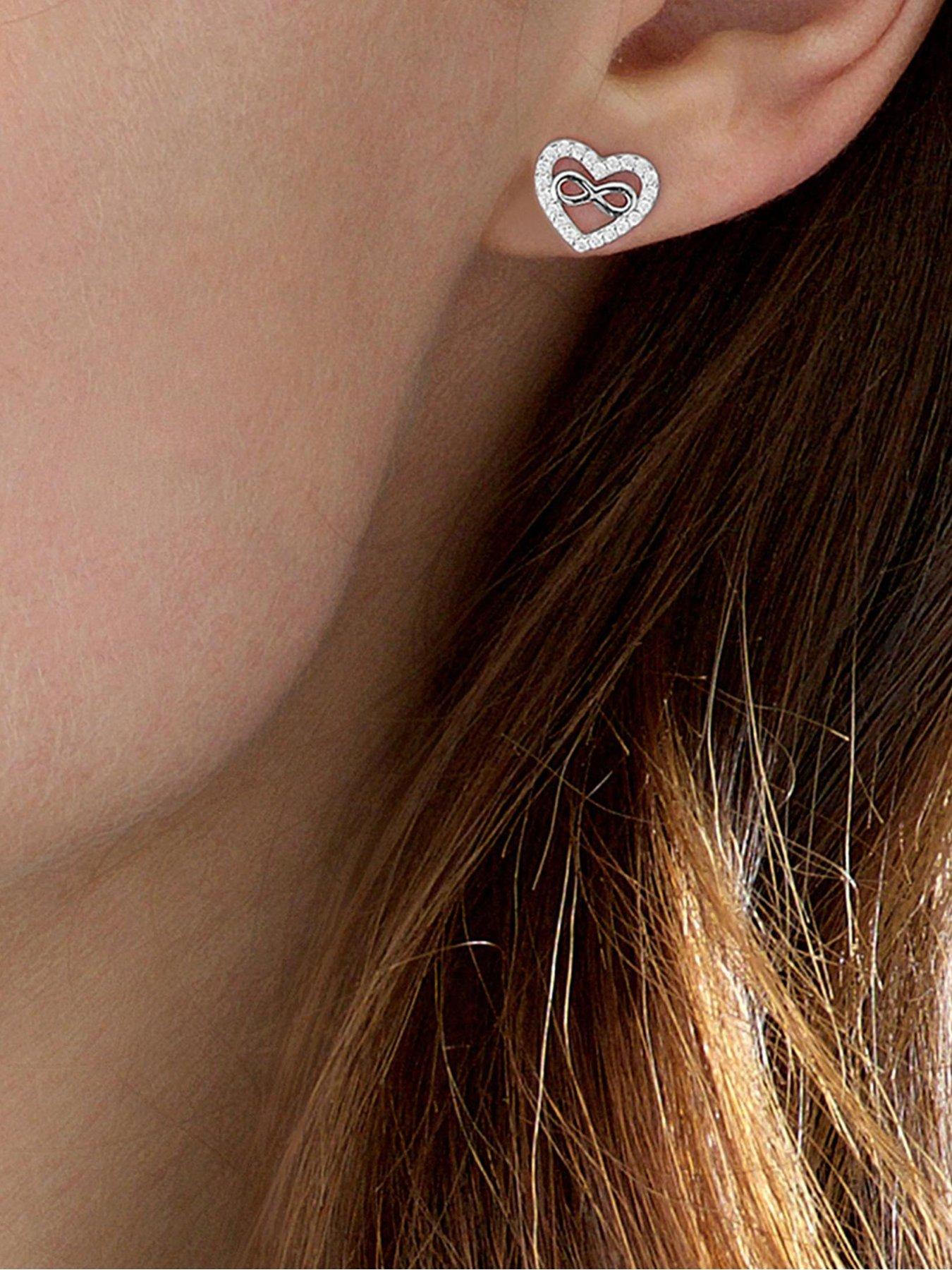 Image 2 of 4 of Beaverbrooks Silver Cubic Zirconia Infinity Heart Earrings
