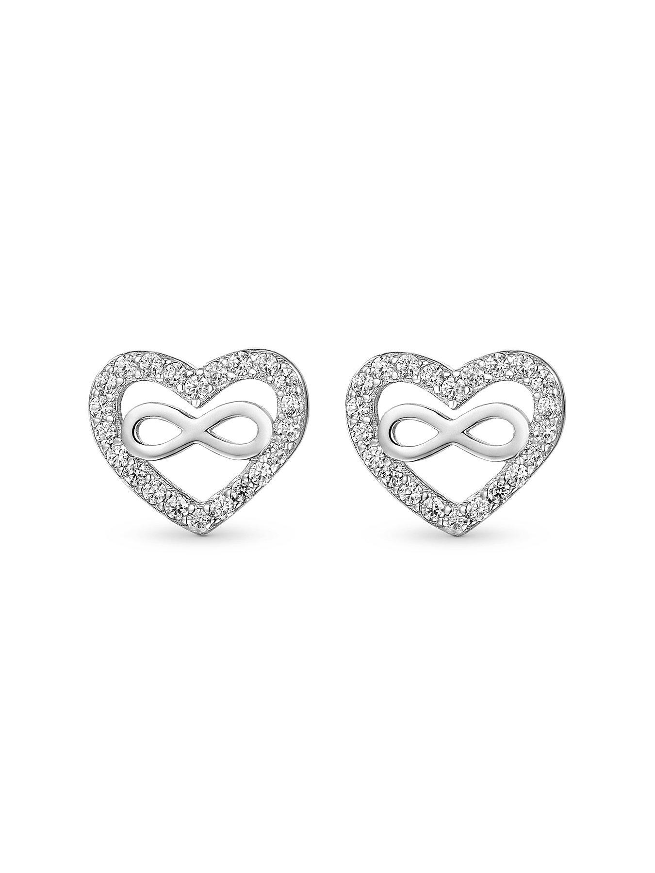 Image 3 of 4 of Beaverbrooks Silver Cubic Zirconia Infinity Heart Earrings