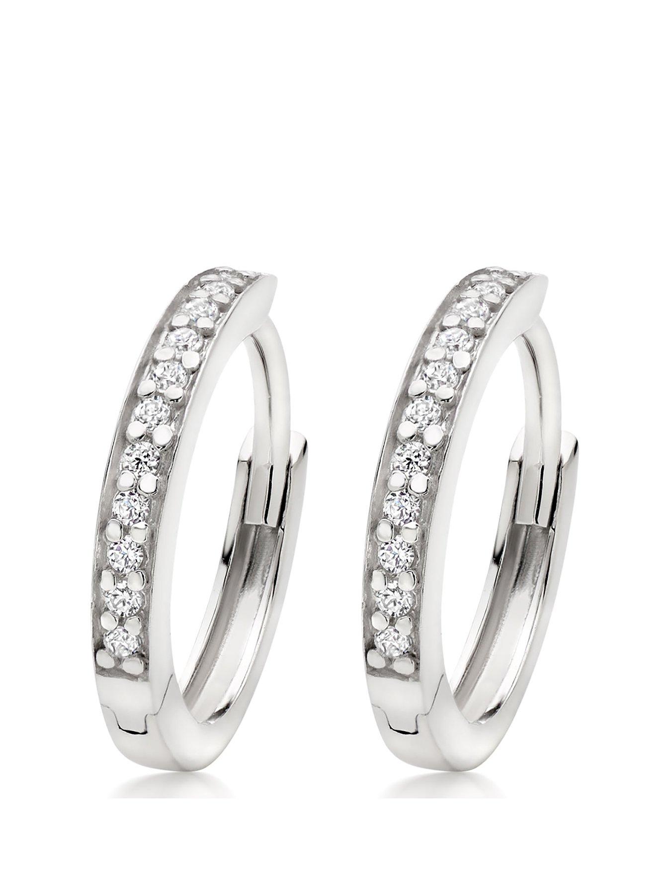 Beaverbrooks Silver Cubic Zirconia Hoop Earrings