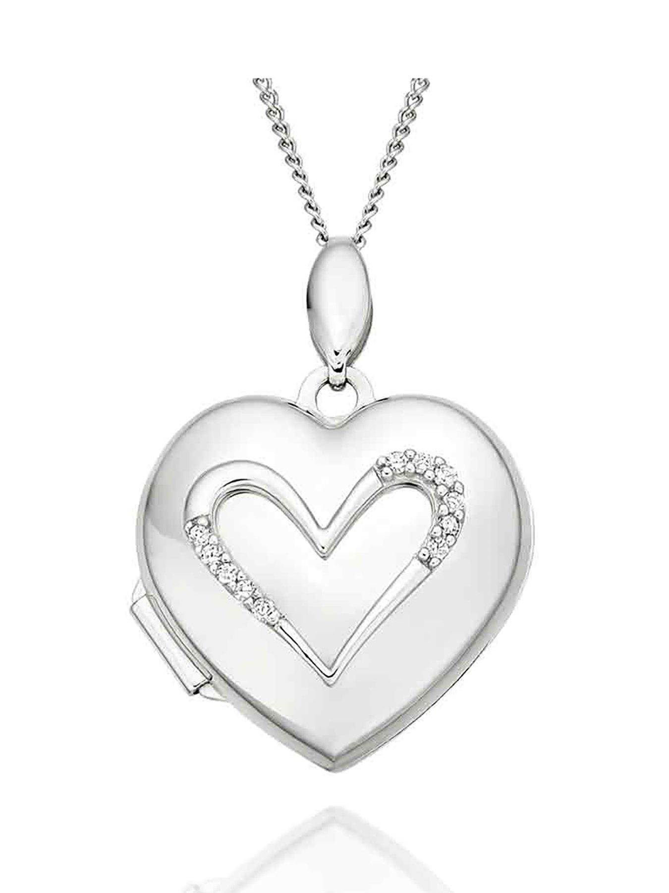 Beaverbrooks 9ct White Gold Diamond Heart Locket
