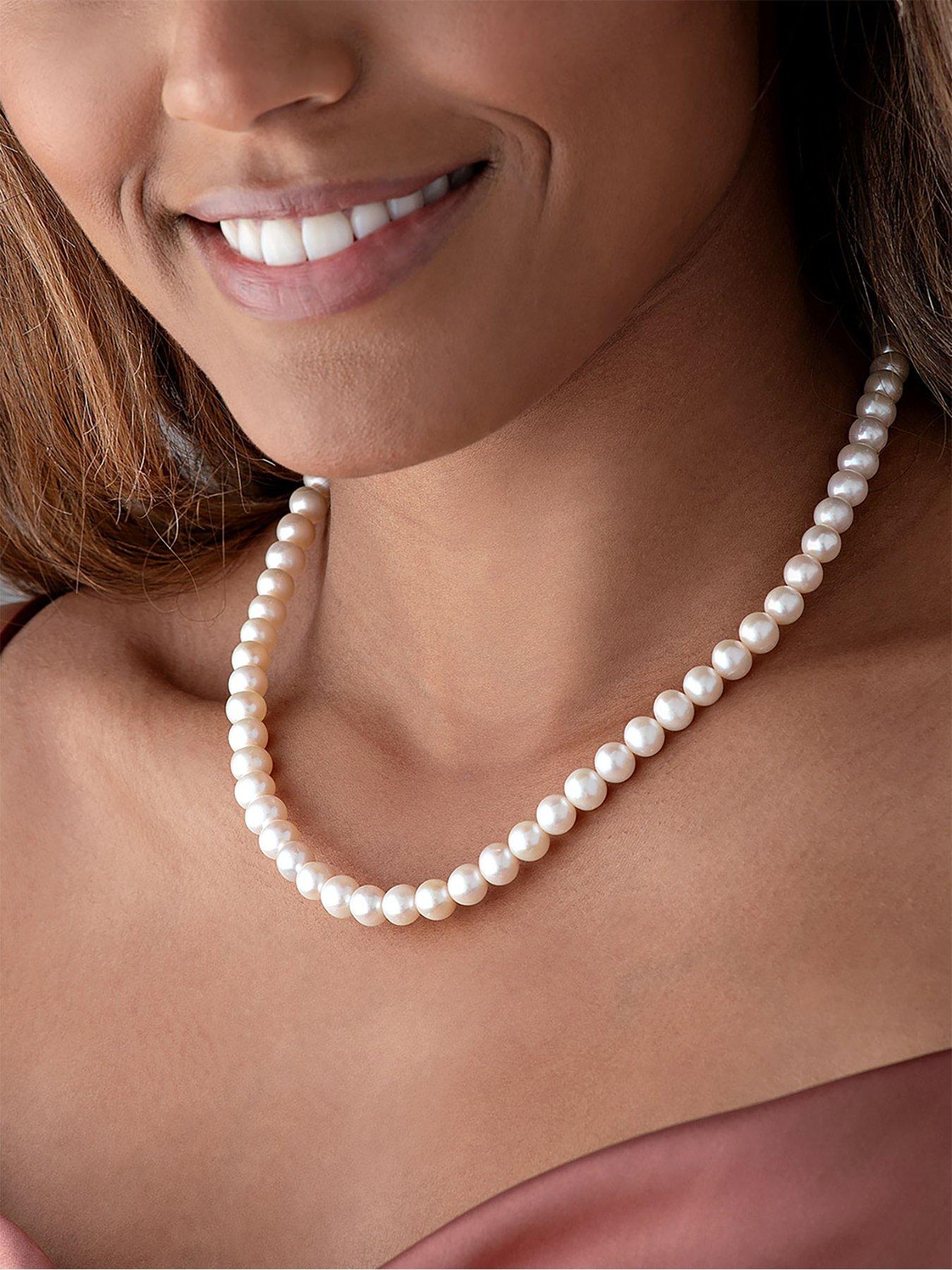 Image 2 of 4 of Beaverbrooks Silver Freshwater Pearl Single Row Necklace