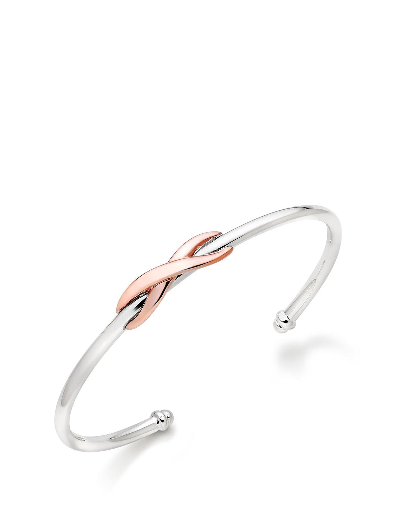 Beaverbrooks Silver and Rose Gold Plated Infinity Bangle