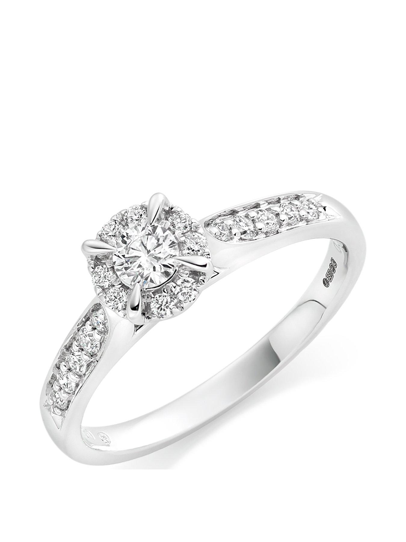 Beaverbrooks 18ct White Gold Diamond Halo Ring