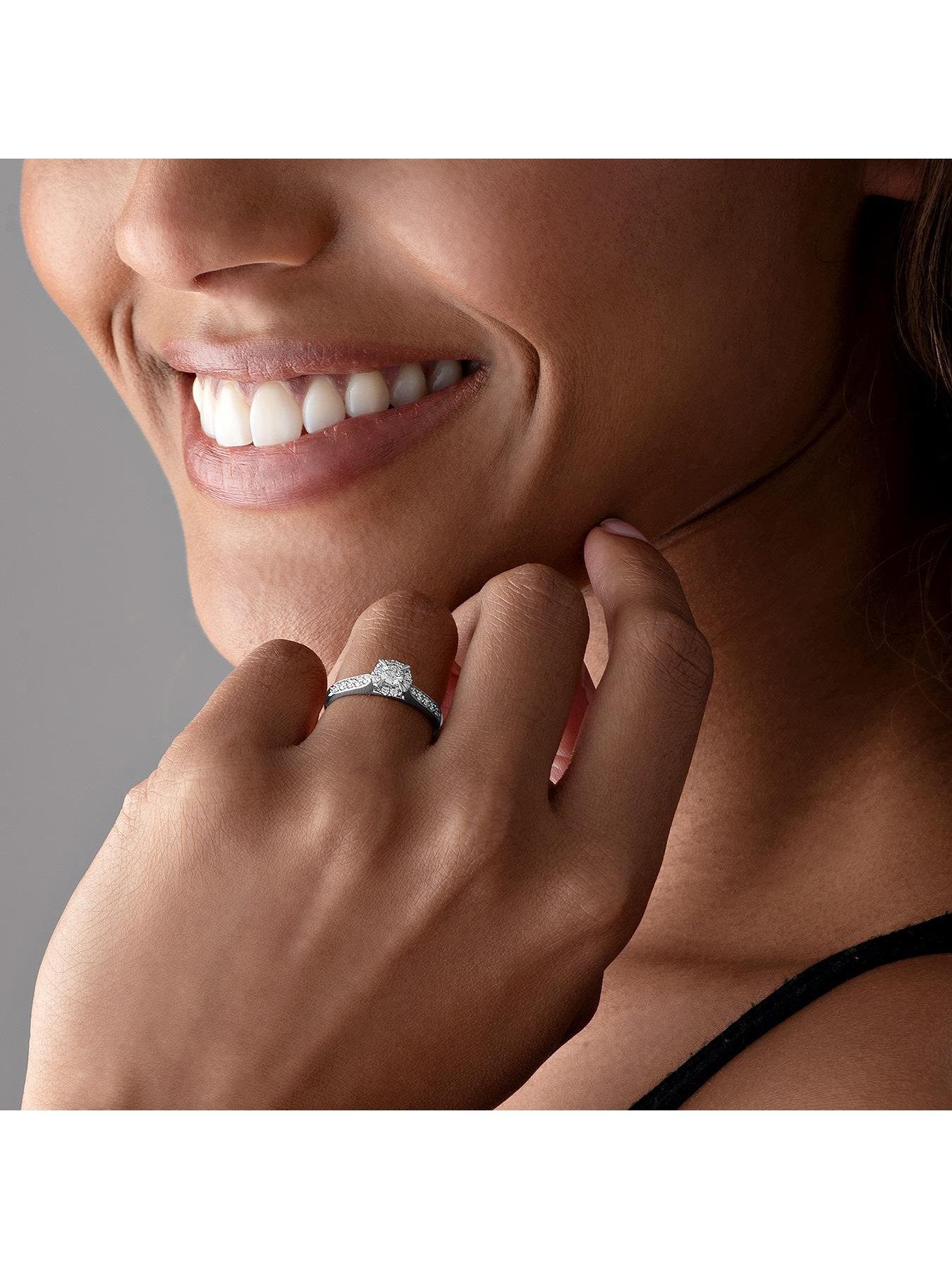 Image 4 of 5 of Beaverbrooks 18ct White Gold Diamond Halo Ring