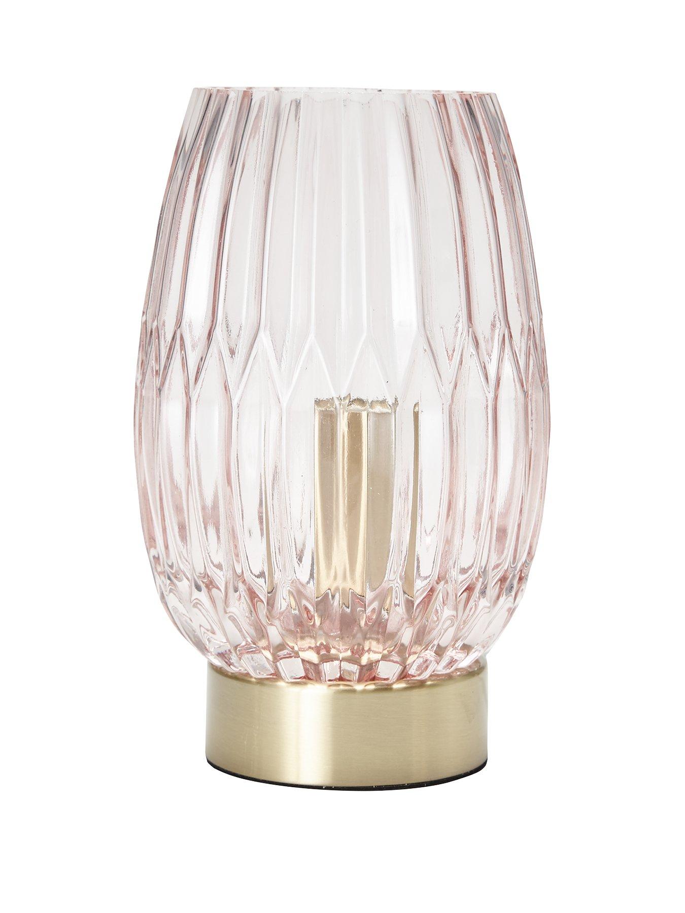 undefined Daphne Ribbed Touch Table Lamp - Pink