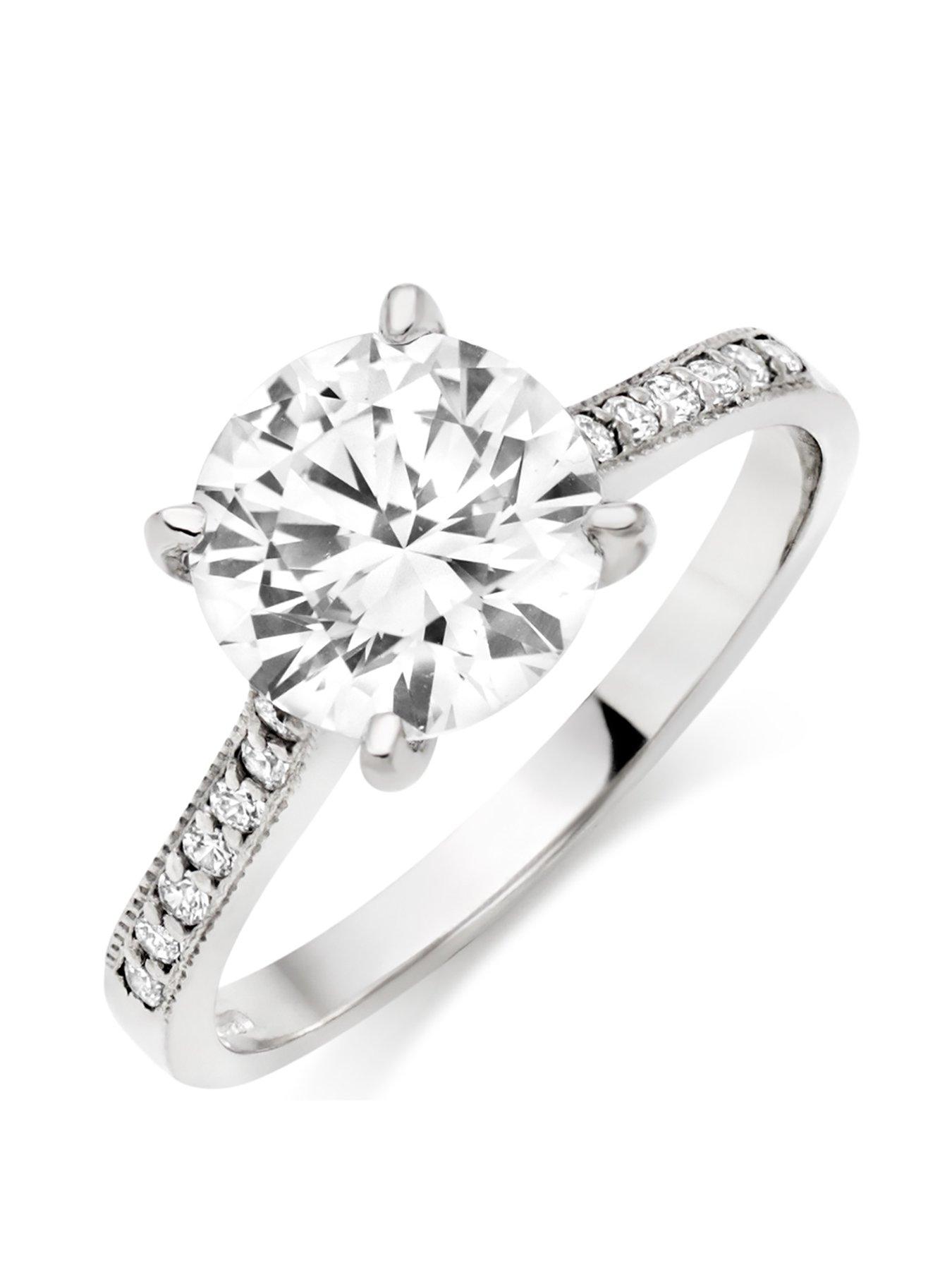 Beaverbrooks 9ct White Gold Cubic Zirconia Solitaire Ring