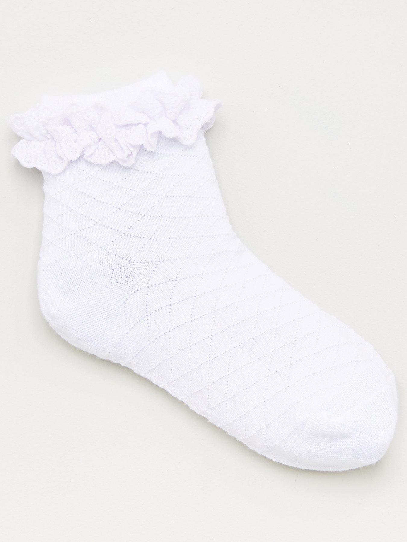 White Baby Socks,ribbon Ruffle Socks,little Girl White Ruffle Socks,frilly  Socks,baby Double Ruffle Socks,ribbon Socks,frilly Baby Gift Sock -   Canada