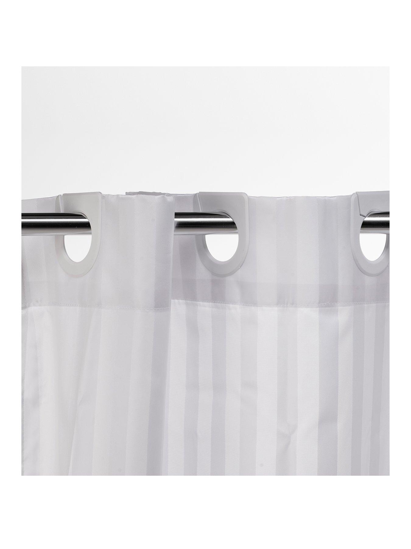 undefined White Regency Stripe Hook N Hang Shower Curtain