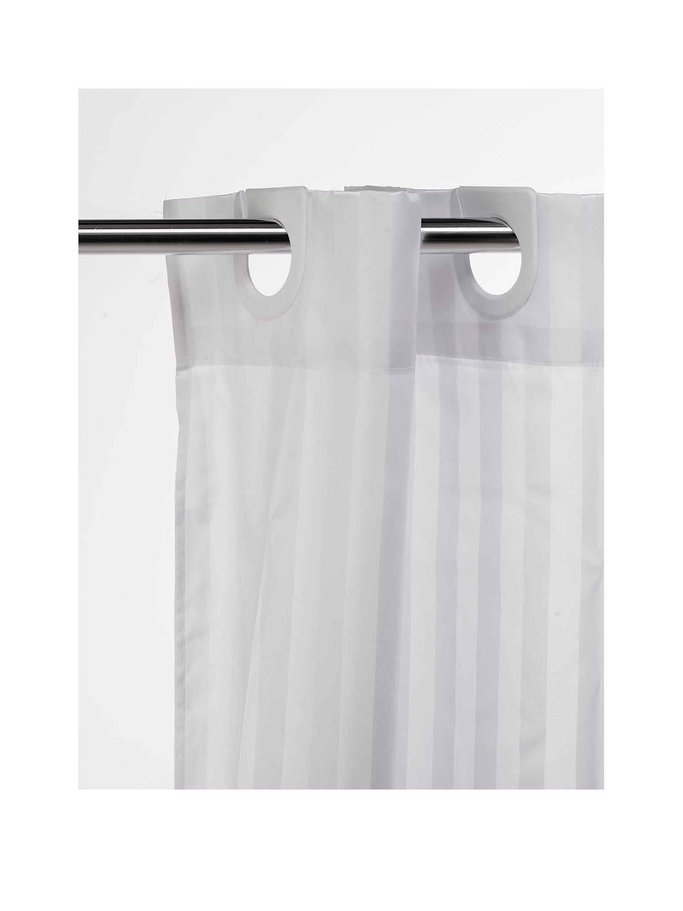 Image 2 of 5 of Croydex White Regency Stripe Hook N Hang Shower Curtain