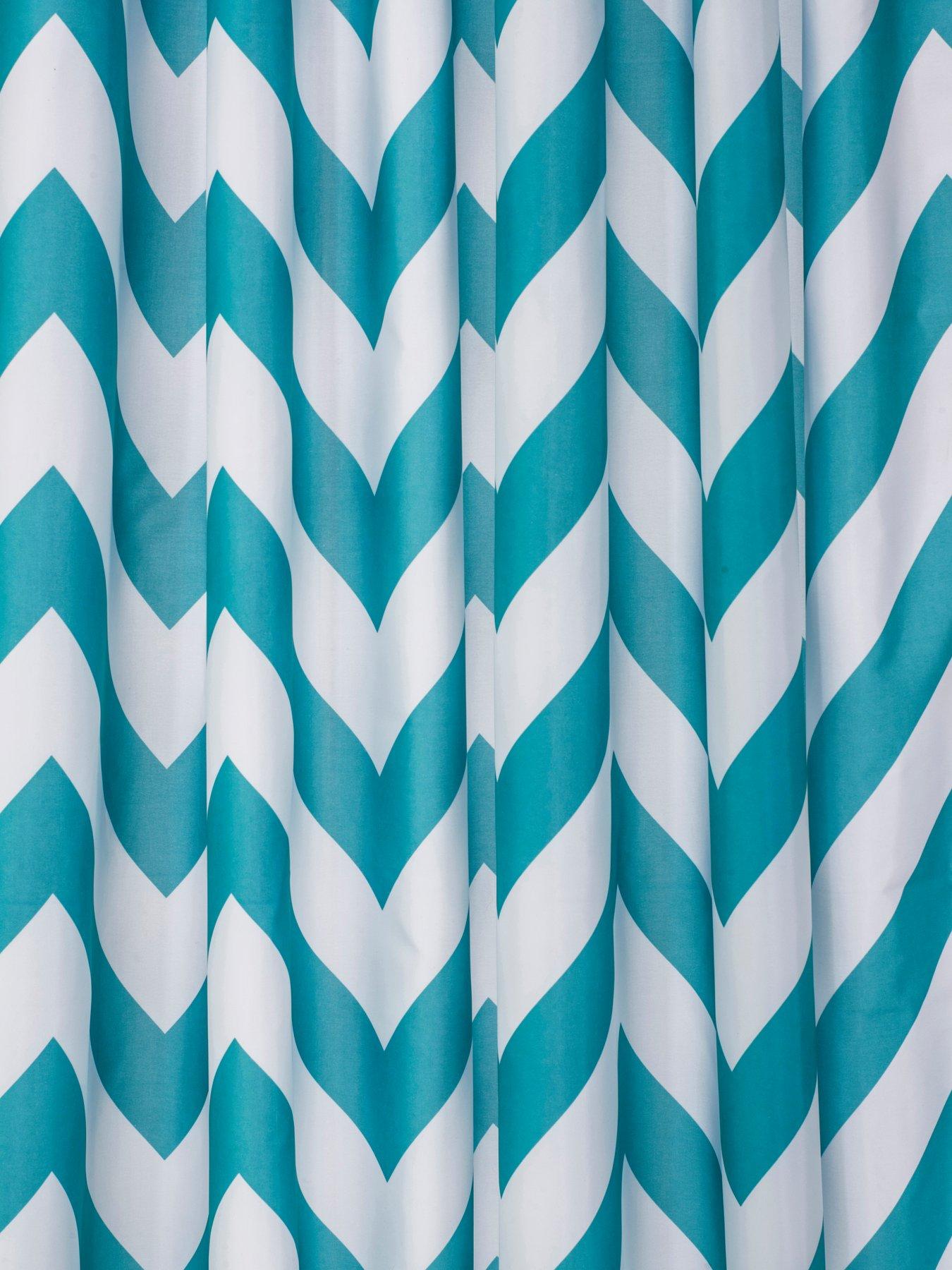 Image 3 of 6 of Croydex Chevron Shower Curtain and Bathmat Set &ndash; Aqua