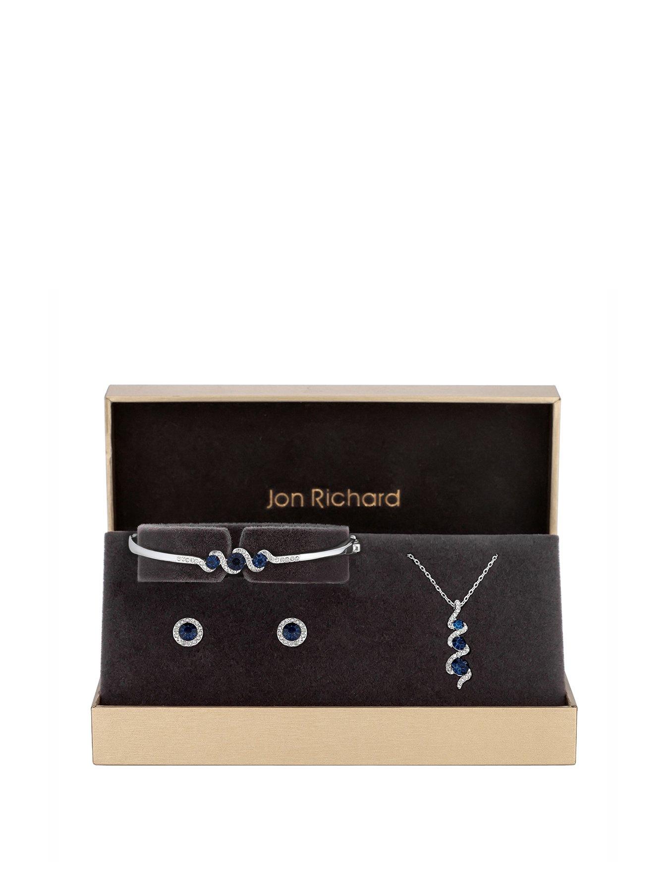 Image 1 of 2 of Jon Richard Sapphire And Crystal Twist Drop Jewellery Set