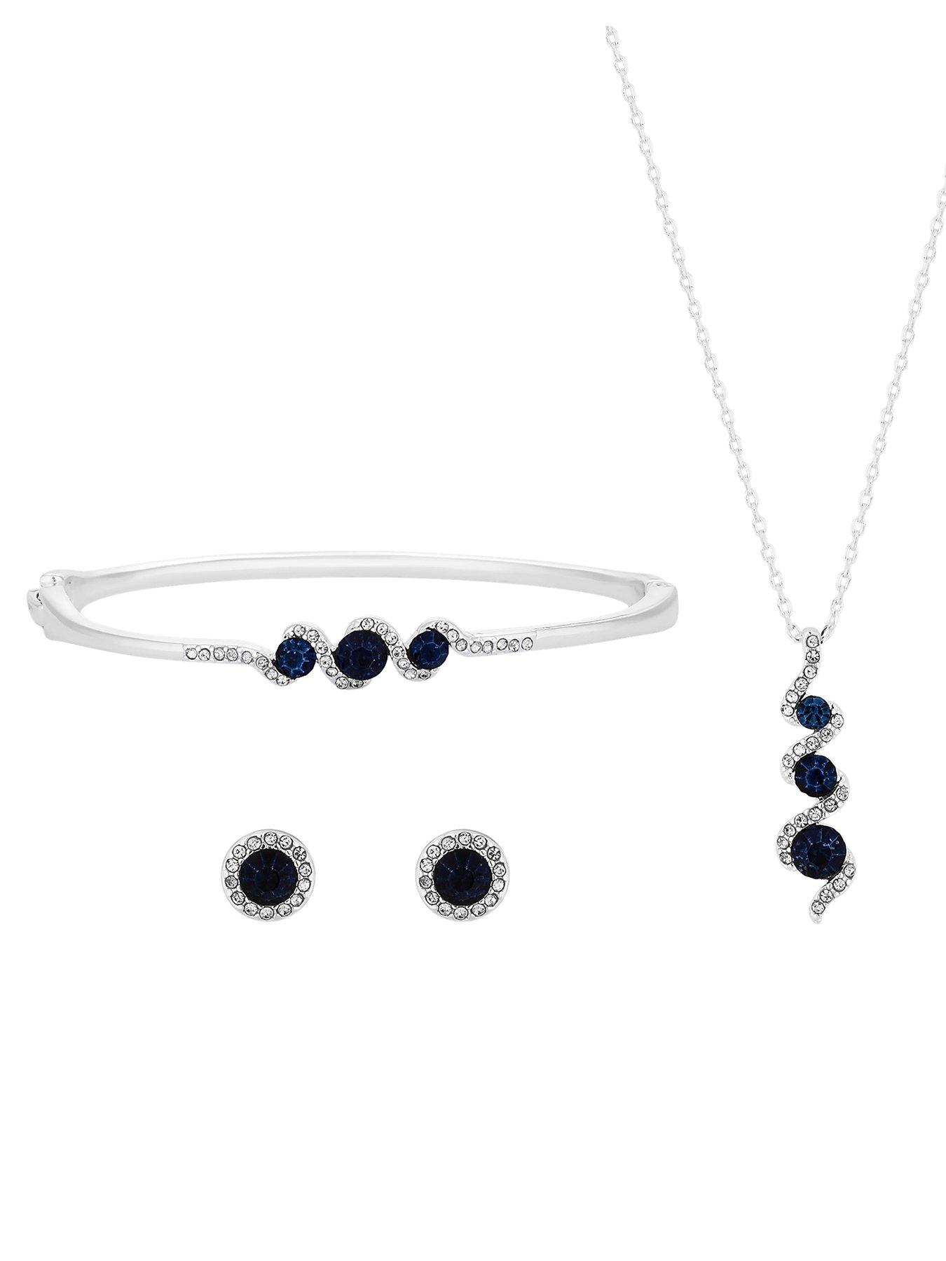 Image 2 of 2 of Jon Richard Sapphire And Crystal Twist Drop Jewellery Set
