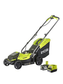 ryobi-rlm18x33b40-18v-one-33cm-cordless-lawn-mower-starter-kit-40ah-battery-charger-included