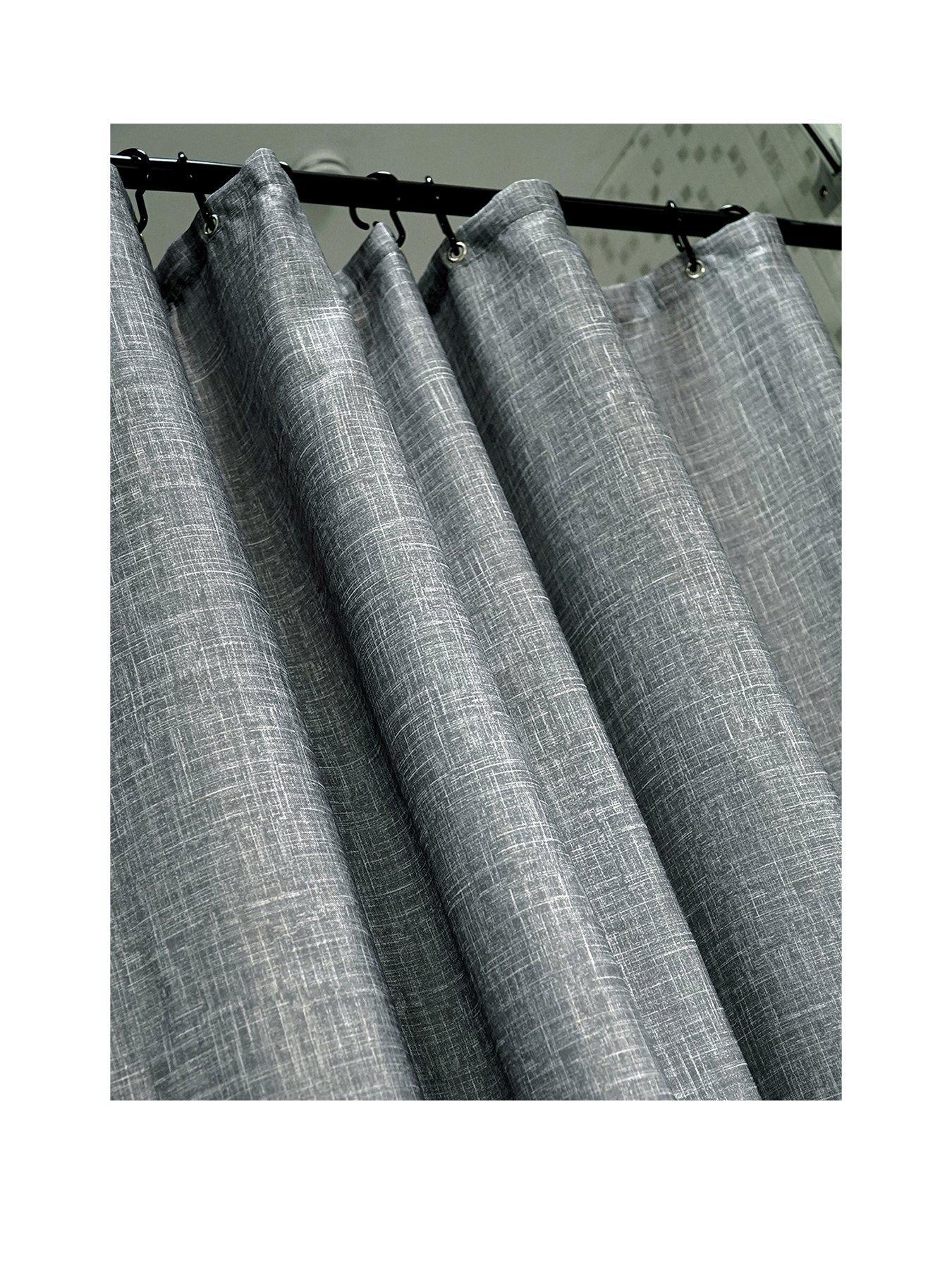 undefined Grey Slub Shower Curtain